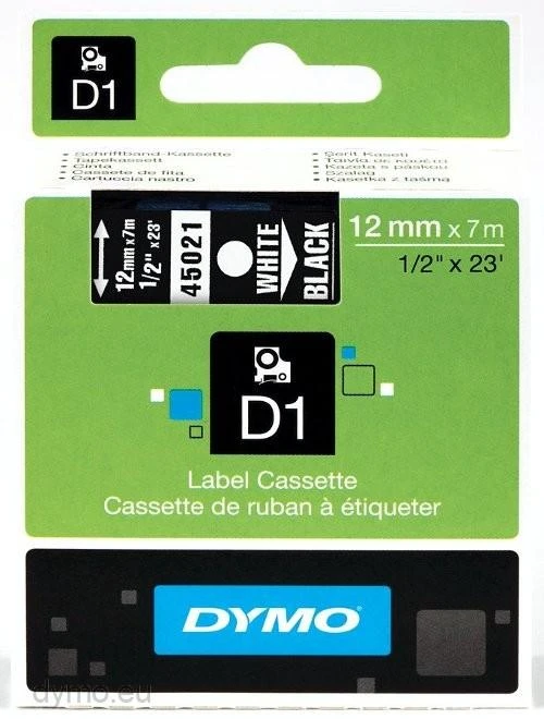 Juostelė DYMO D1 12mm x 7m, vinilinė, balta ant juodo / S0720610 45021
