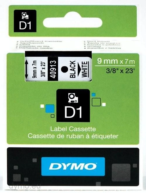 Juostelė DYMO D1 9mm x 7m, juoda ant balto / S0720680 40913