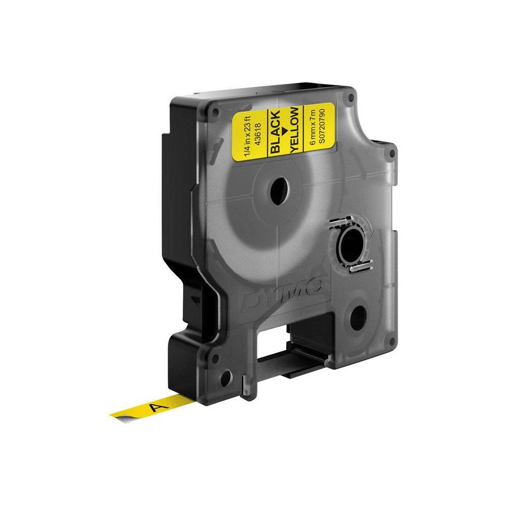 DYMO D1 Standard - Juodas on Geltona - 6mm etikečių juostelė Juoda ant geltonos