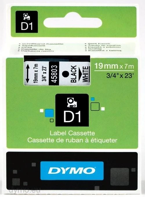 Juostelė DYMO D1 19mm x 7m, juoda ant balto / S0720830 45803