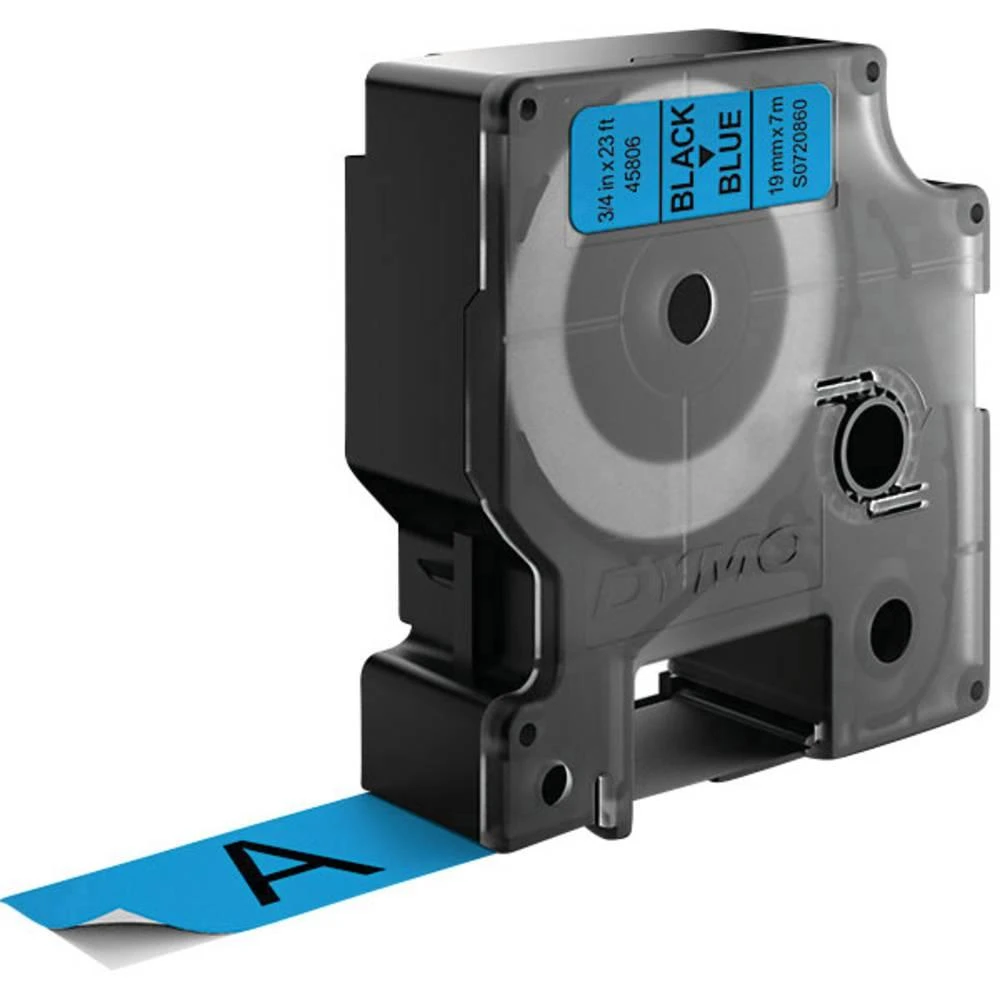 D1, prekės ženklo juosta, 19mm, juodas tekstas ant mėlynos juostos, 7m - 45806 DYMO / S0720860
