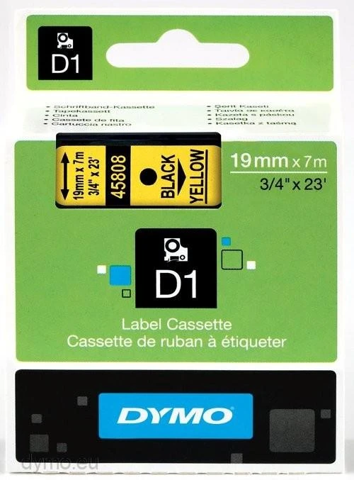 Juostelė DYMO D1 19mm x 7m, juoda ant geltono / S0720880 45808