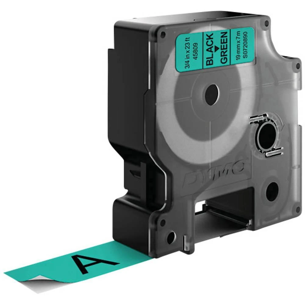 D1, prekės ženklo juosta, 19mm, juodas tekstas ant žalios juostos, 7m - 45800 DYMO / S0720890