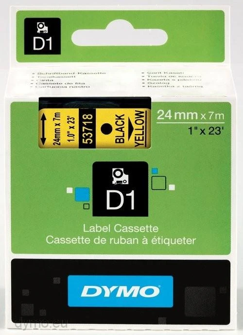 Juostelė DYMO D1 24mm x 7m, juoda ant geltono / S0720980 53718