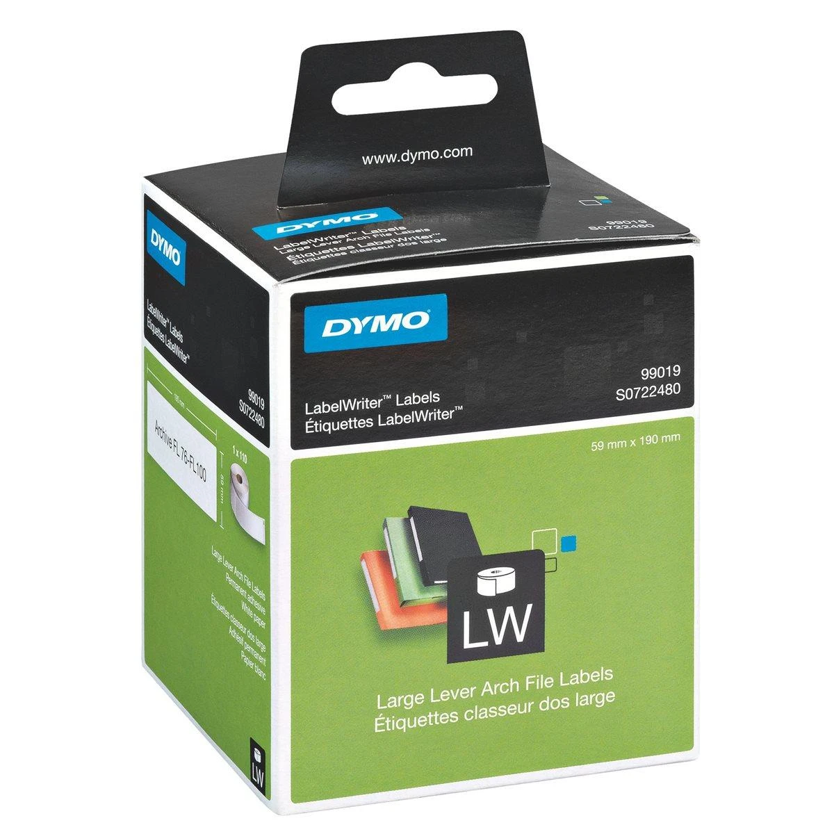 DYMO LabelWriter baltas padavimo etiketės, 59x190 mm, 1 pakuotė (110 vnt) S0722480