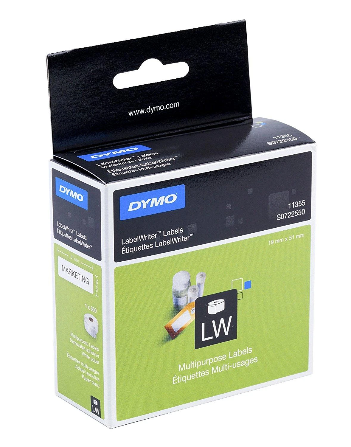 Etiketės DYMO LabelWriter 19x51 mm, 500 vnt. / S0722550 11355