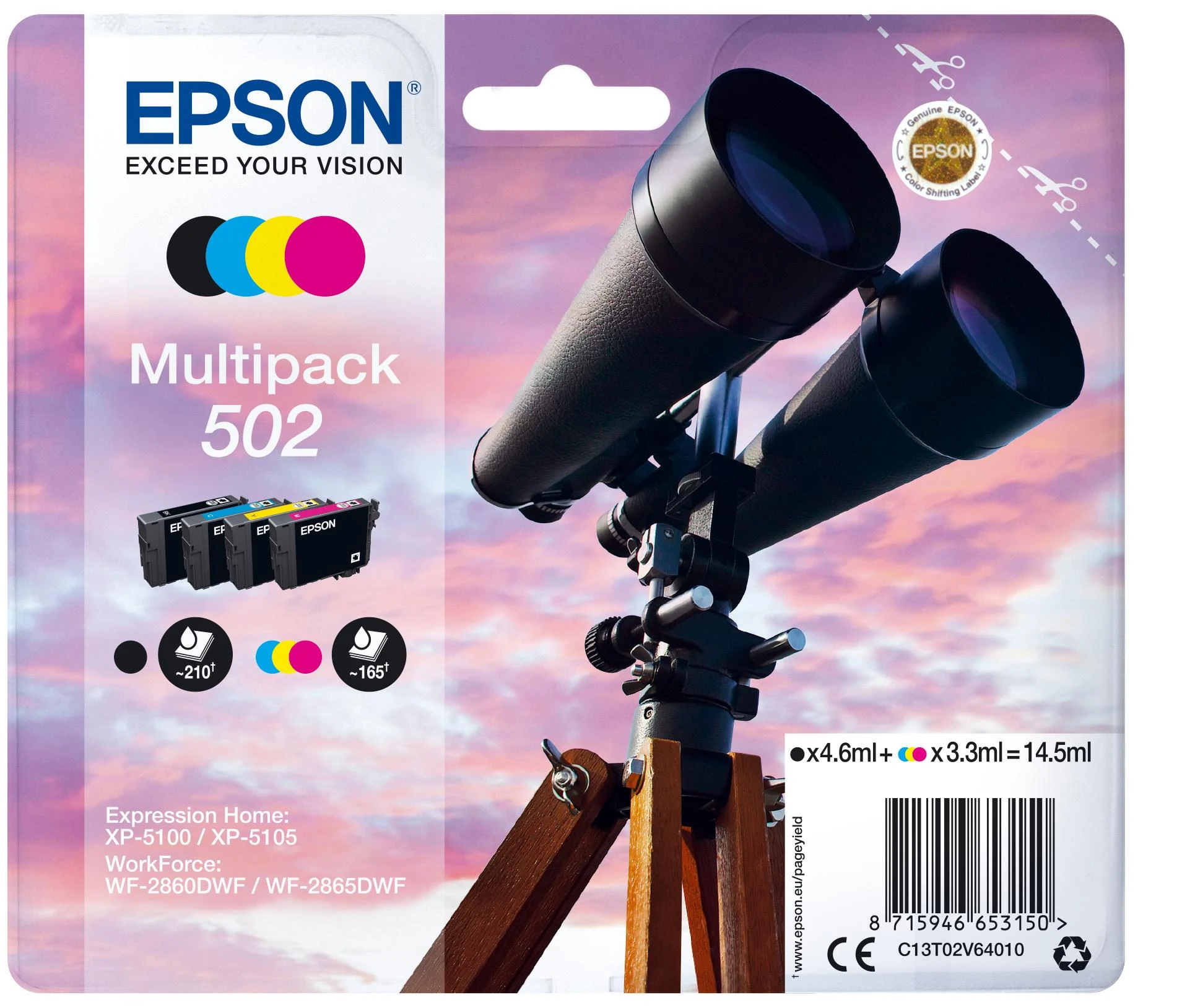 Ink Cartridge Epson CMY 3,3 ml Juodas 4,6 ml XP-5100