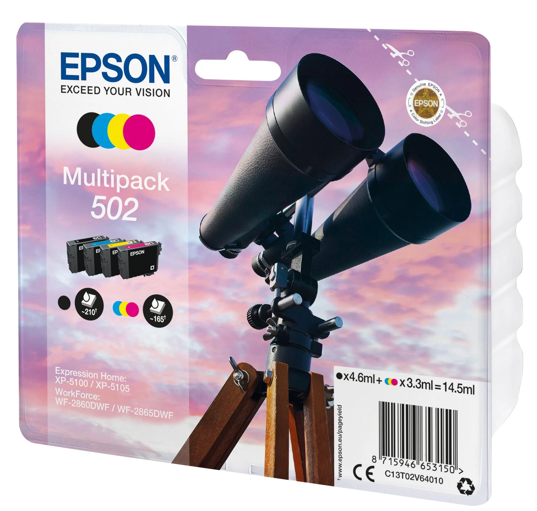 Ink Cartridge Epson CMY 3,3 ml Juodas 4,6 ml XP-5100