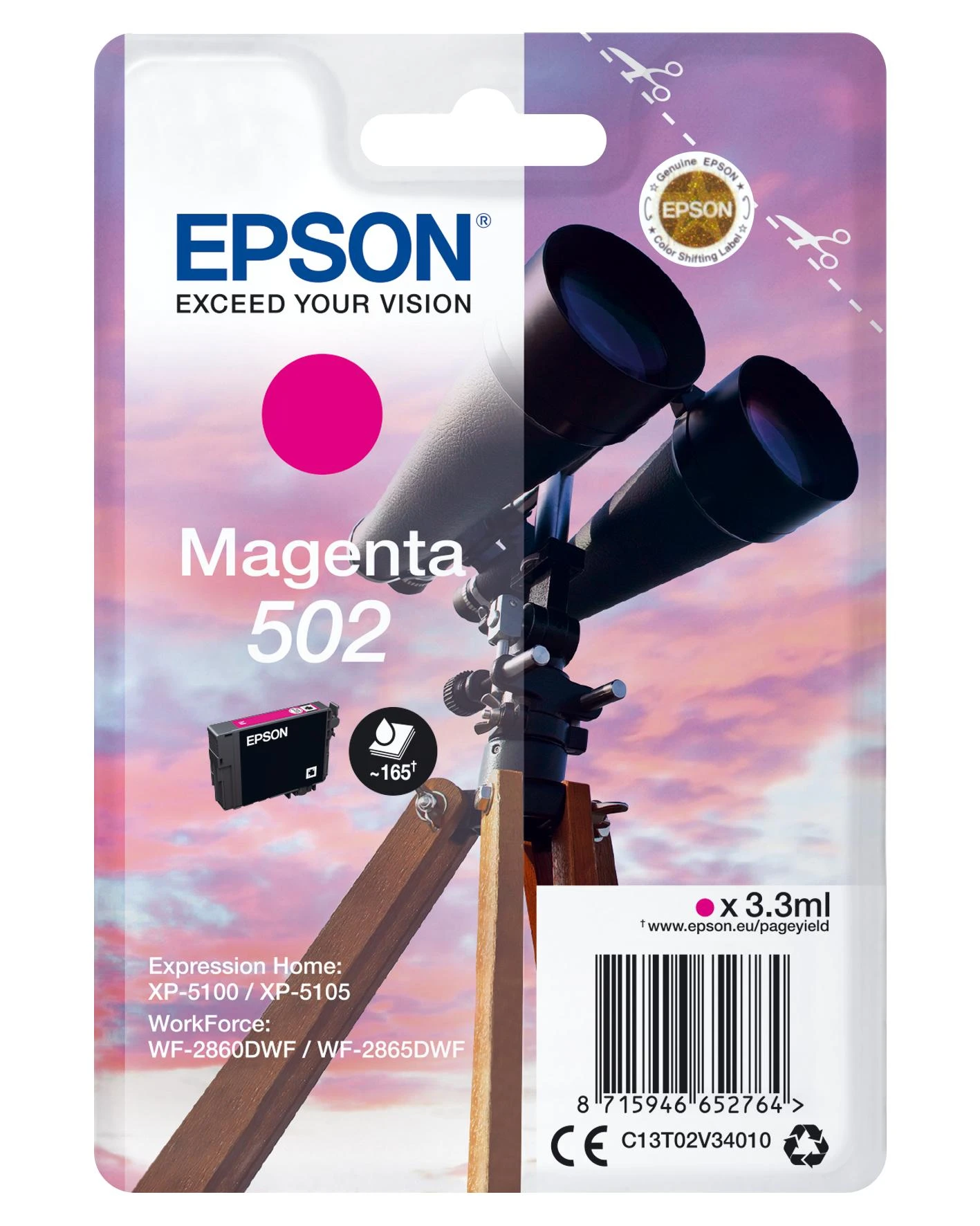 Epson 502 Originalus Rausvai raudona 1 vnt