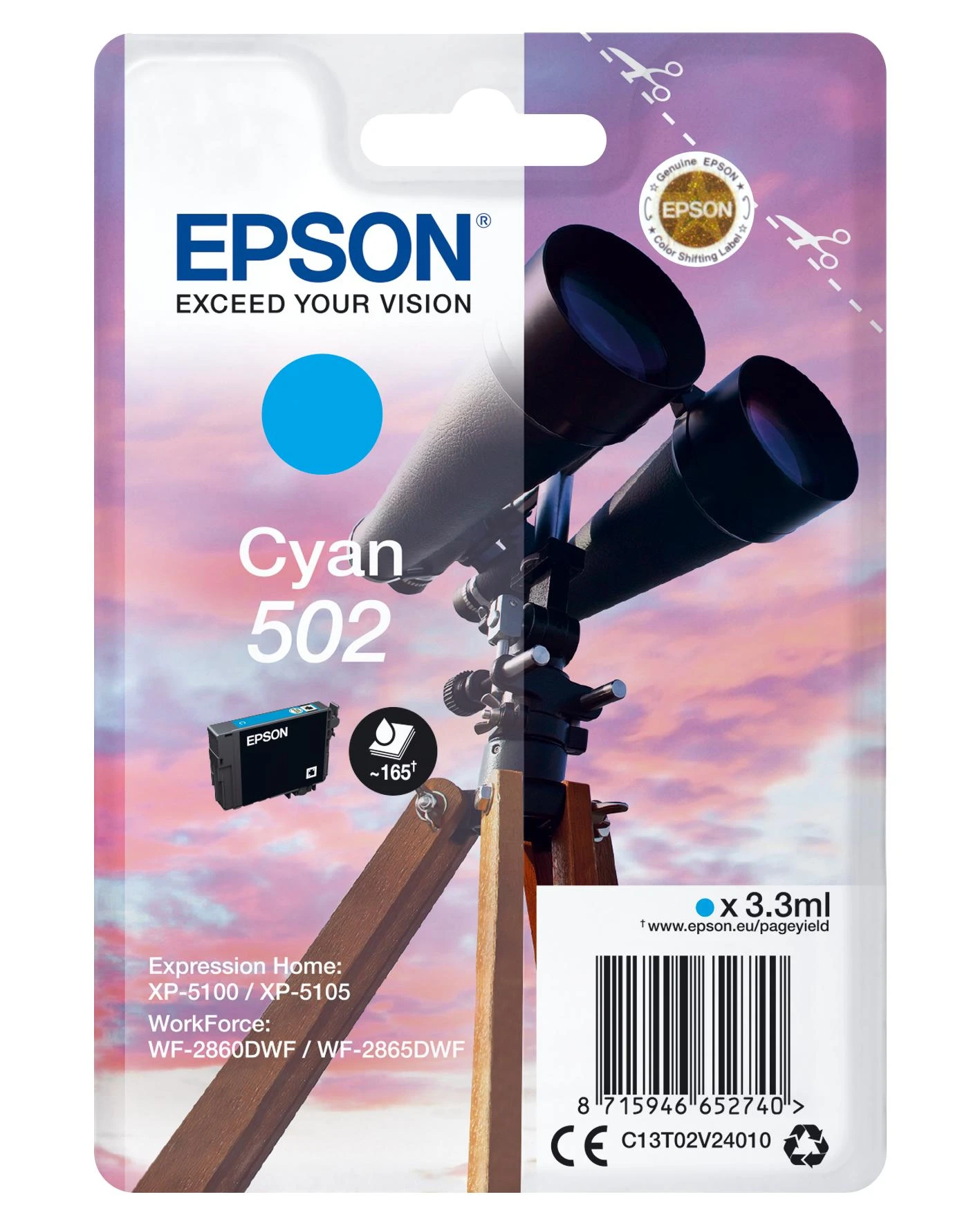 Epson 502 Originalus Žydras 1 vnt