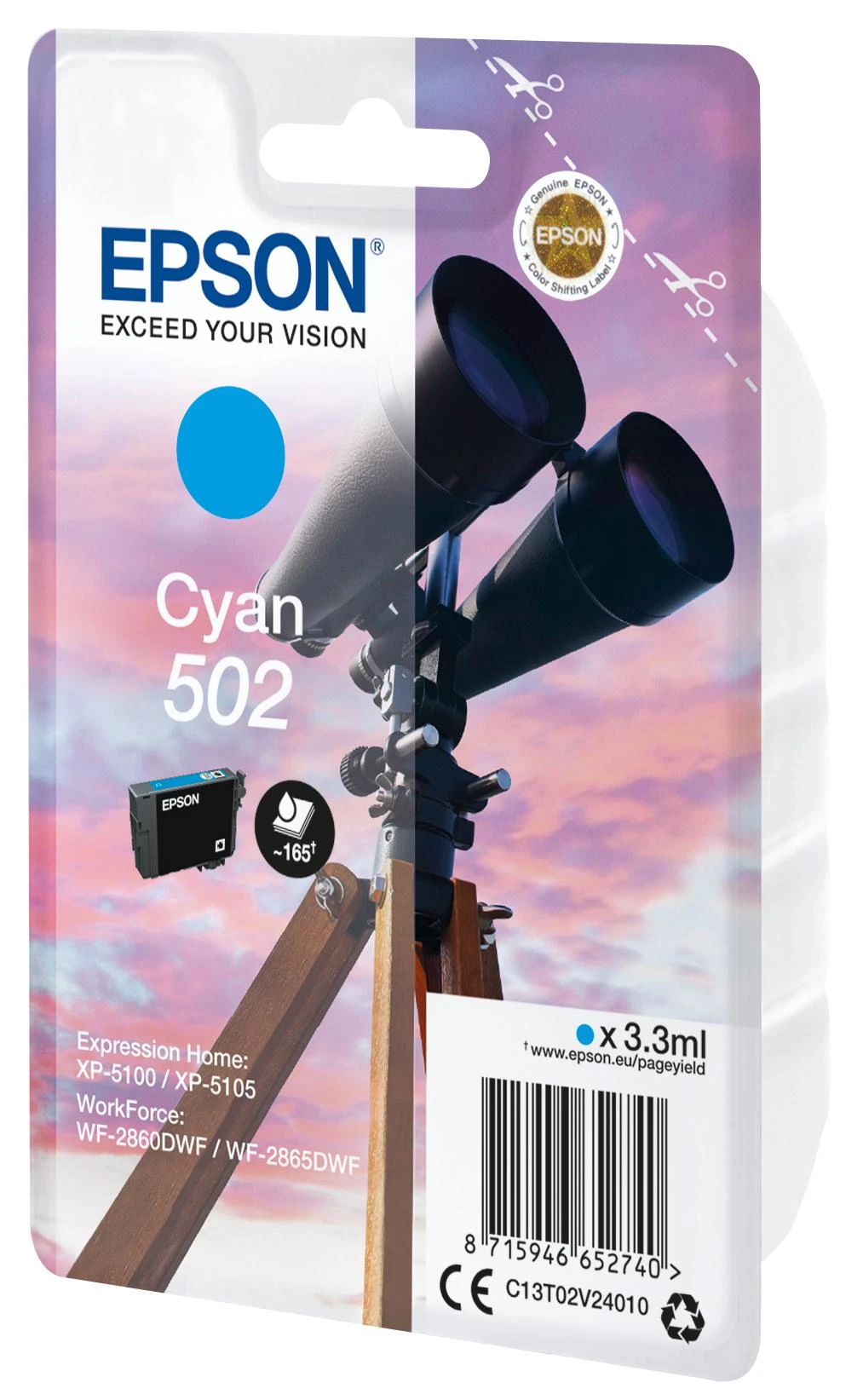 Epson 502 Originalus Žydras 1 vnt