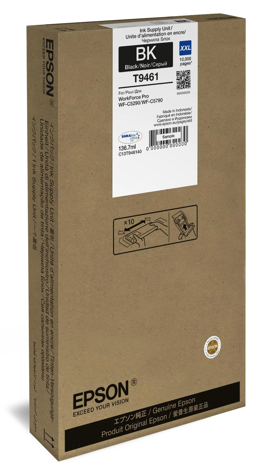 EPSON WF-C5x90 serijos rašalo kasetė XXL Juodas 10000s. Taikoma tik 90 galutinių modelių