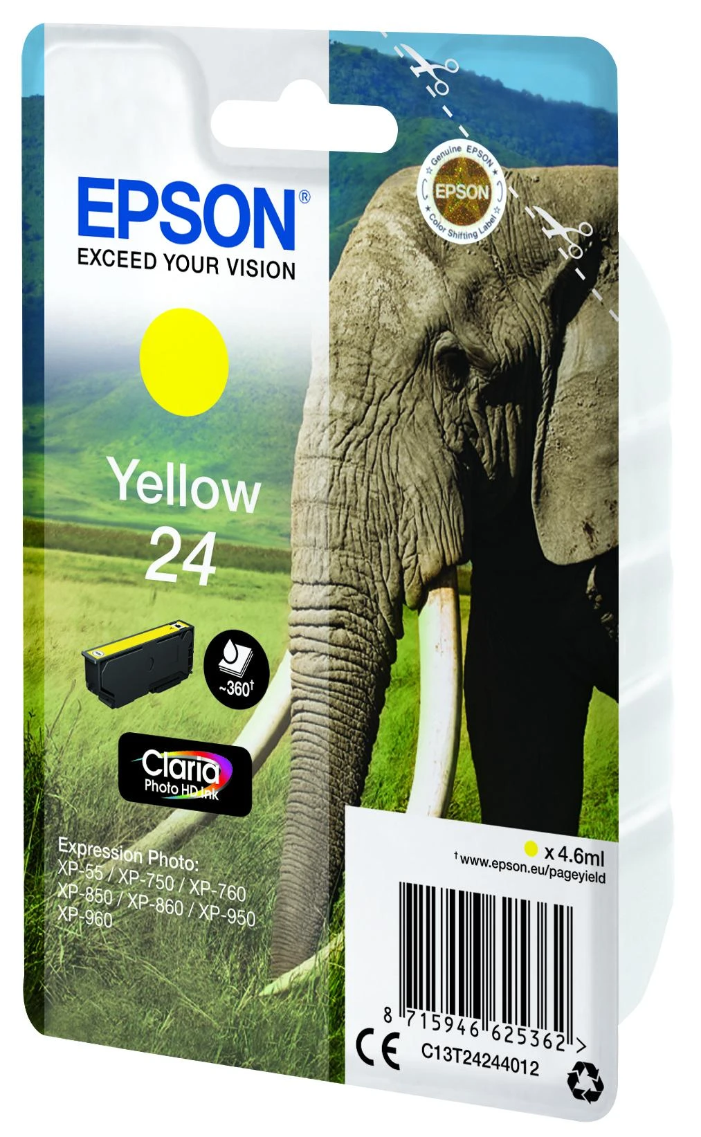 Epson Elephant C13T24244012 rašalo kasetė Originalus Geltona 1 vnt