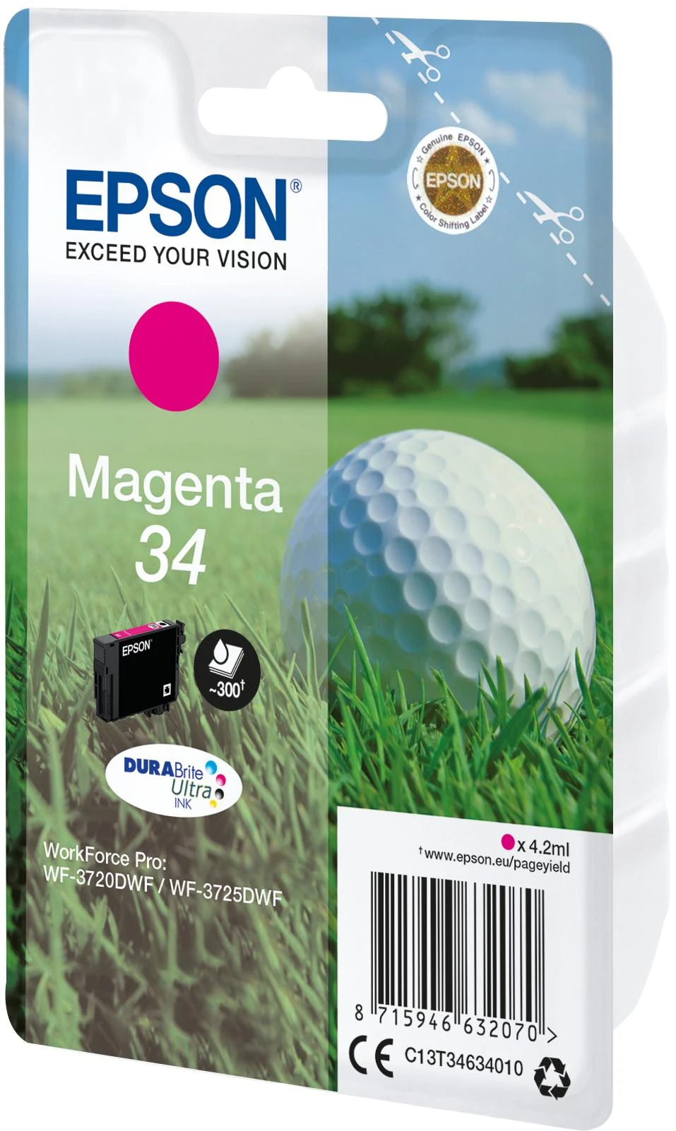 Epson Golf ball C13T34634010 rašalo kasetė Originalus Rausvai raudona 1 vnt