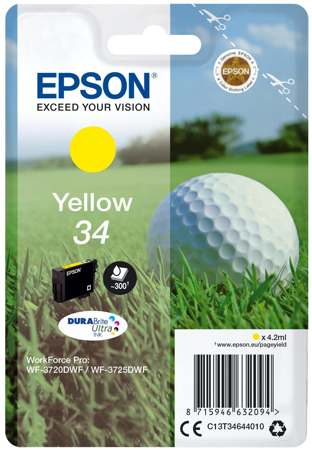 Epson Golf ball C13T34644010 rašalo kasetė Originalus Geltona 1 vnt
