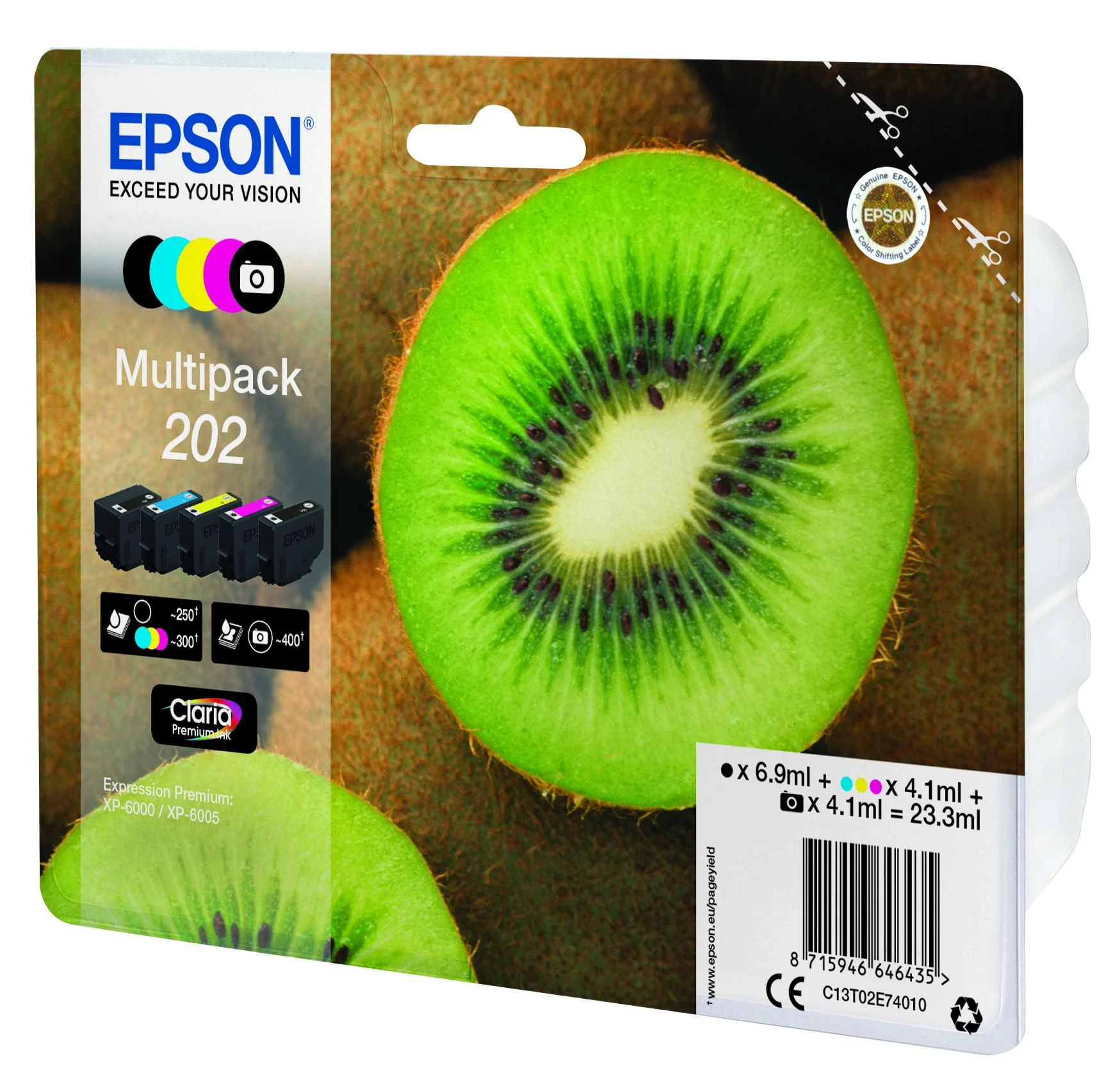 Epson Kiwi 202 Originalus Juoda, Žydras, Rausvai raudona, Foto juoda, Geltona 1 vnt