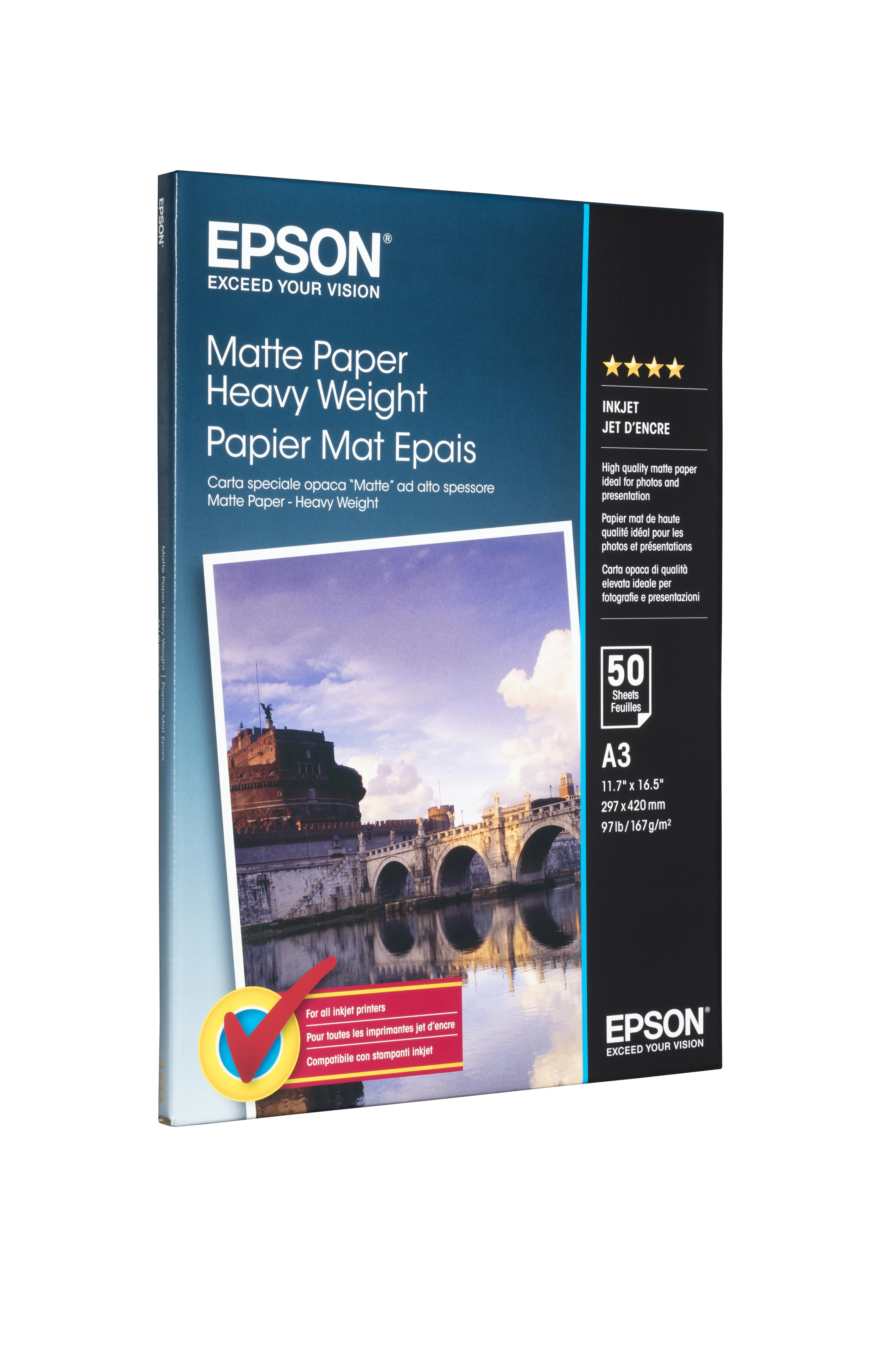Epson matinis popierius, didelis svoris, DIN A3, 167 g/m², 50 lapų