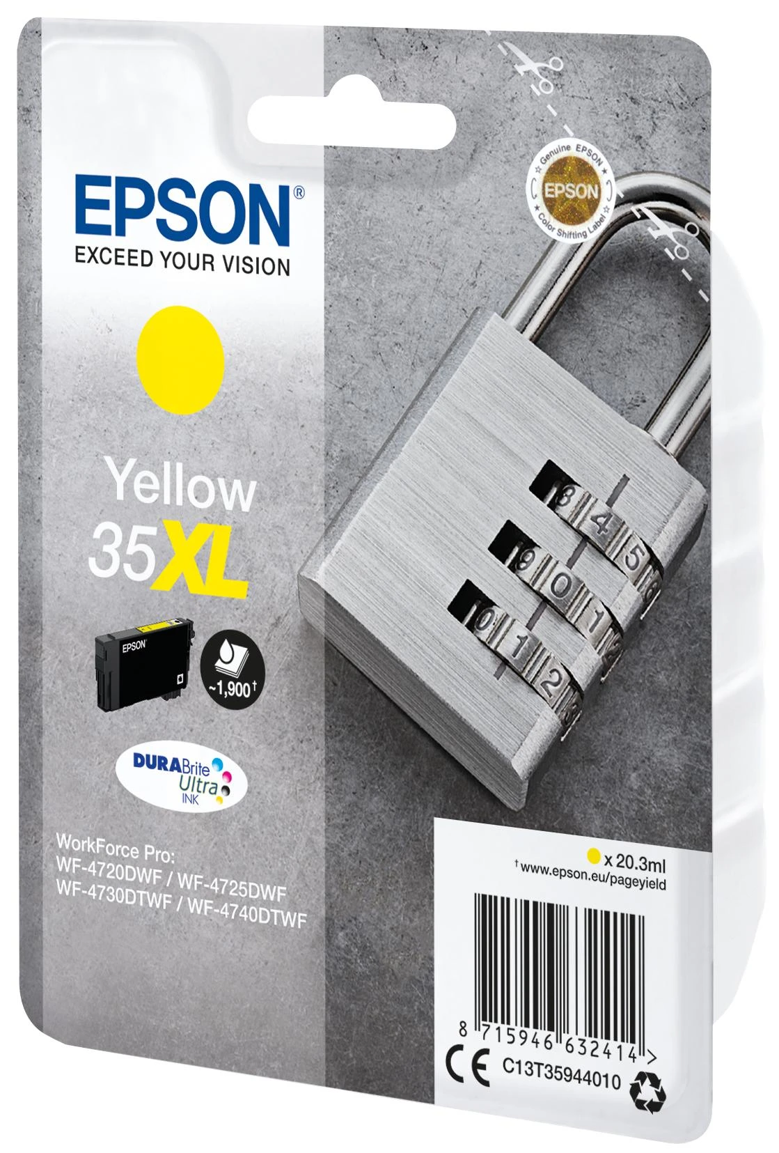 Epson Padlock C13T35944010 rašalo kasetė Originalus Geltona 1 vnt