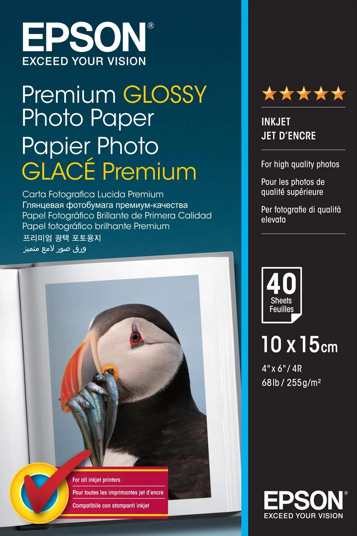 „Epson Premium“ blizgus fotopopierius, 100 x 150 mm, 255 g/m², 40 lapų