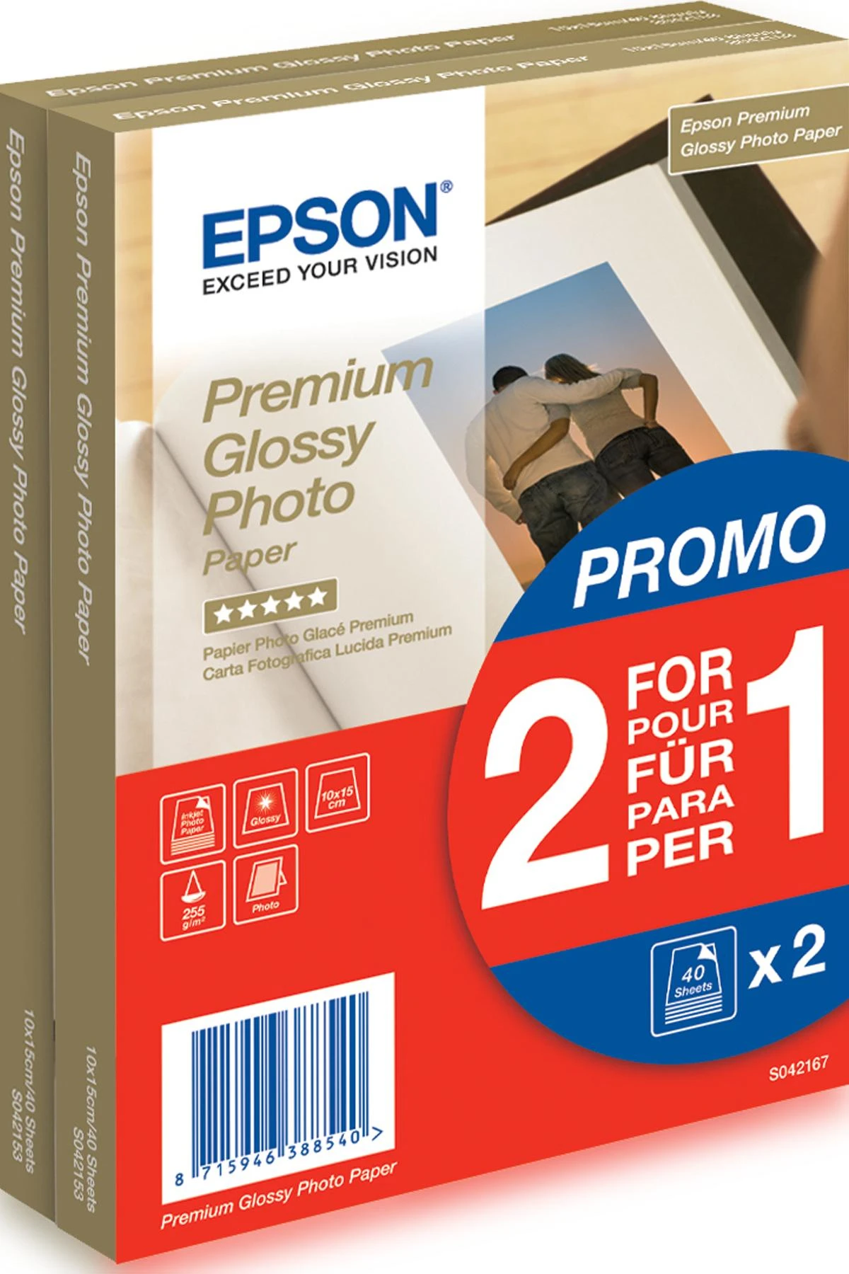 „Epson Premium“ blizgus fotopopierius | Aukščiausios kokybės blizgus fotopopierius | 255 g/m² | 100 x 150 mm | 10 x 15