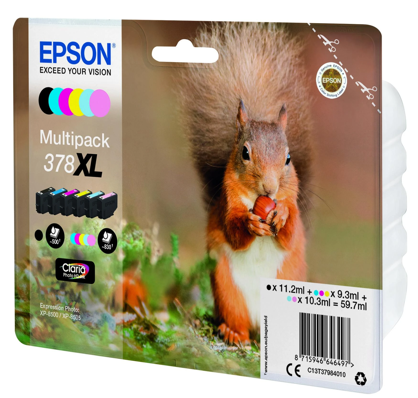Epson Squirrel 378XL Originalus Juoda, Žydras, Šviesus Cyan, Šviesi Magenta, Geltona 1 vnt