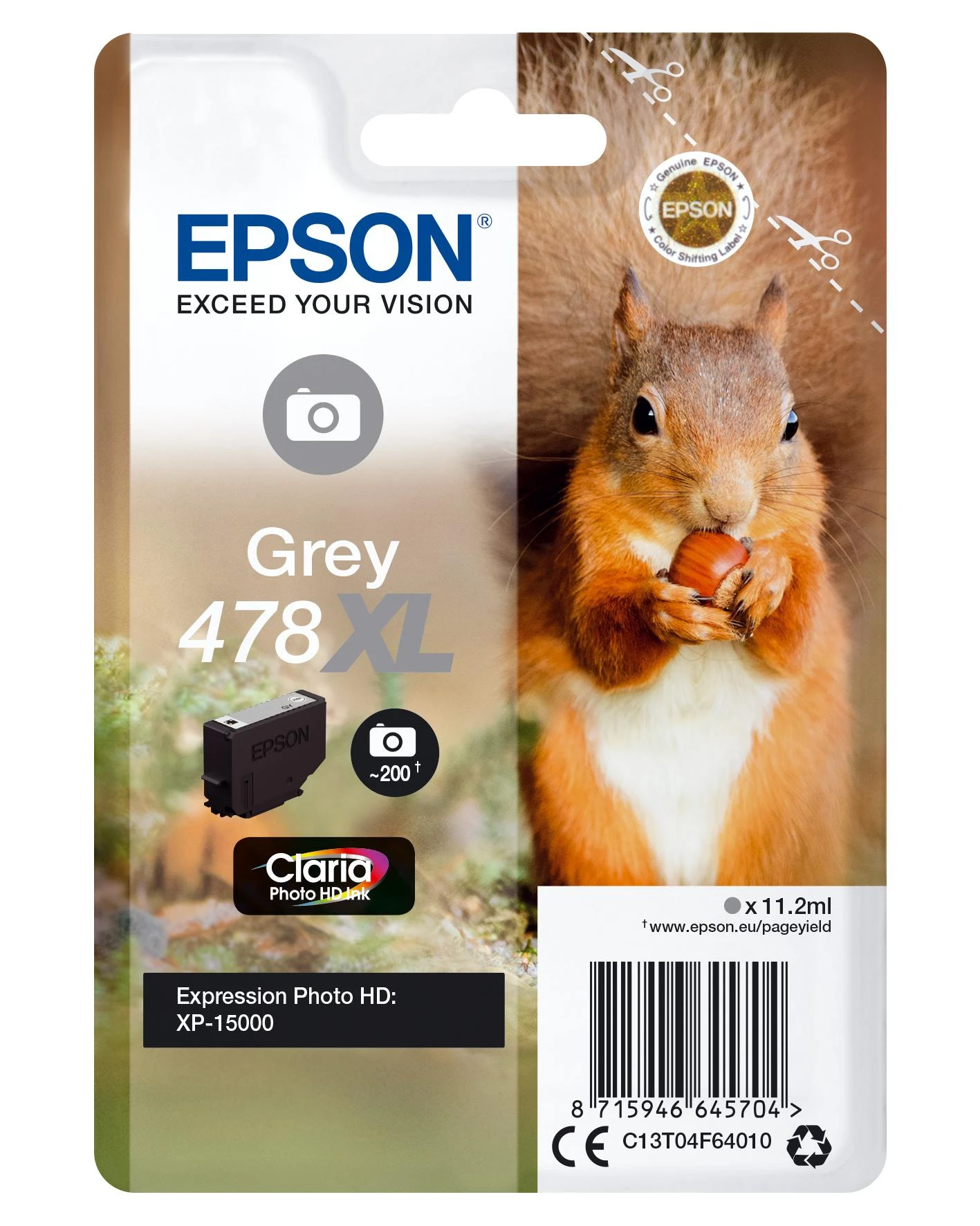 Epson Squirrel 478XL Originalus Foto pilka 1 vnt