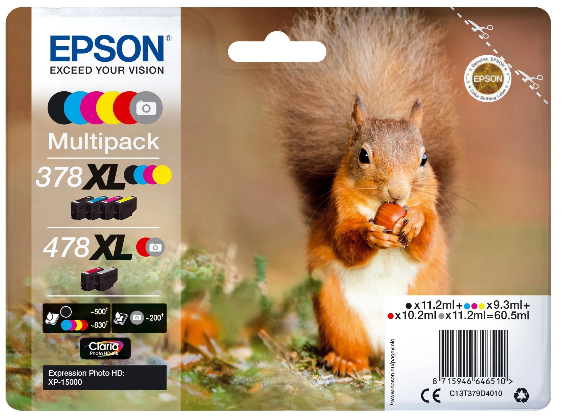 Rašalas Rašalas Epson Multipack 6 spalvų | 378XL+478XL | Claria Photo HD