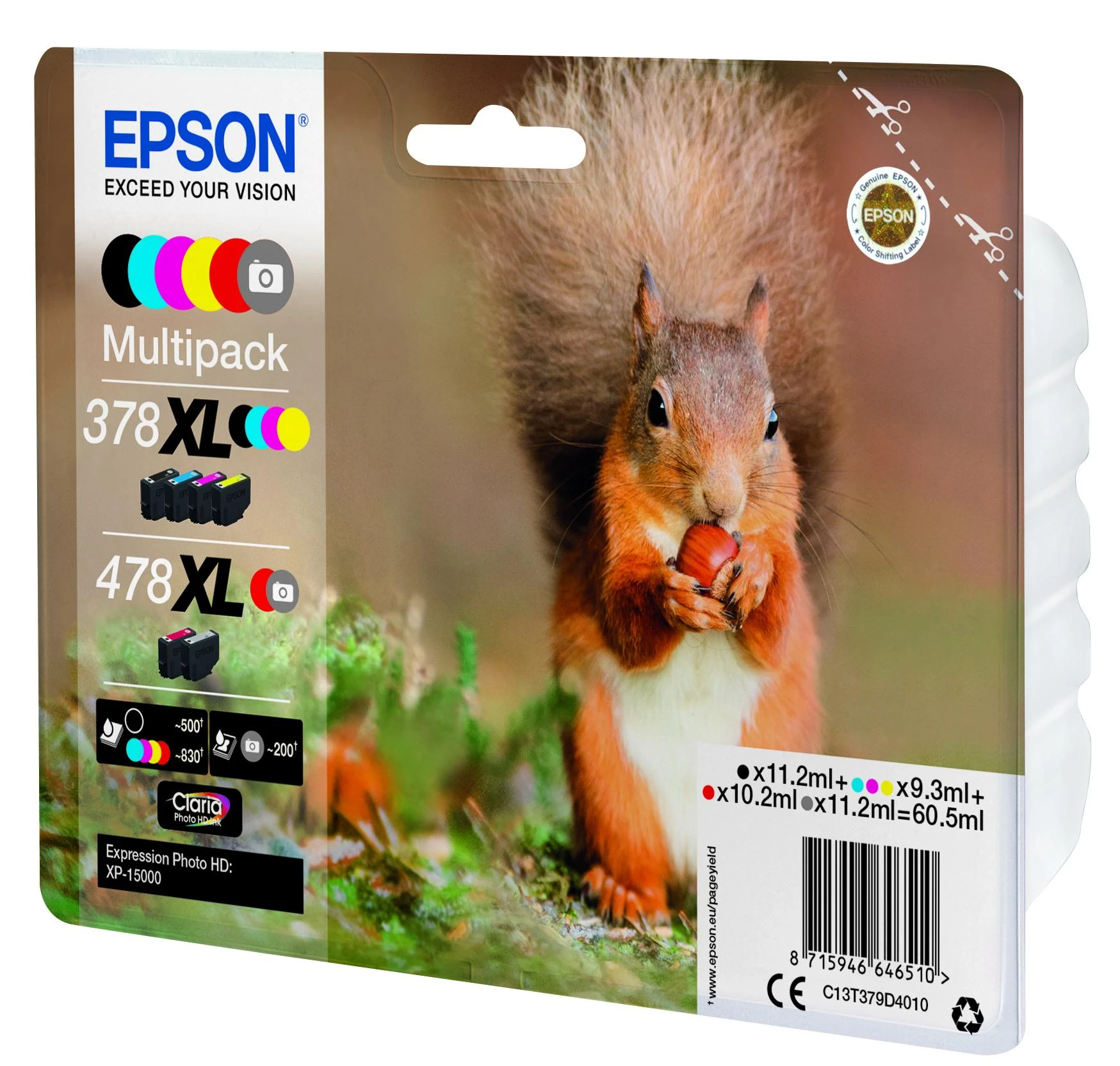 Rašalas Rašalas Epson Multipack 6 spalvų | 378XL+478XL | Claria Photo HD