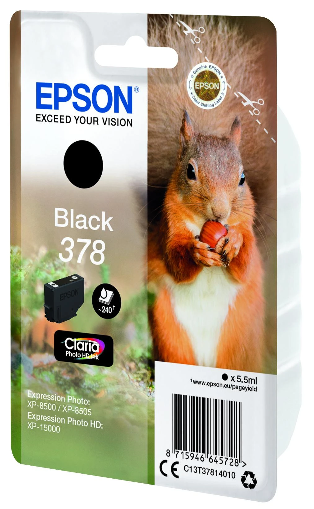 Epson Squirrel C13T37814010 rašalo kasetė Originalus Juoda 1 vnt