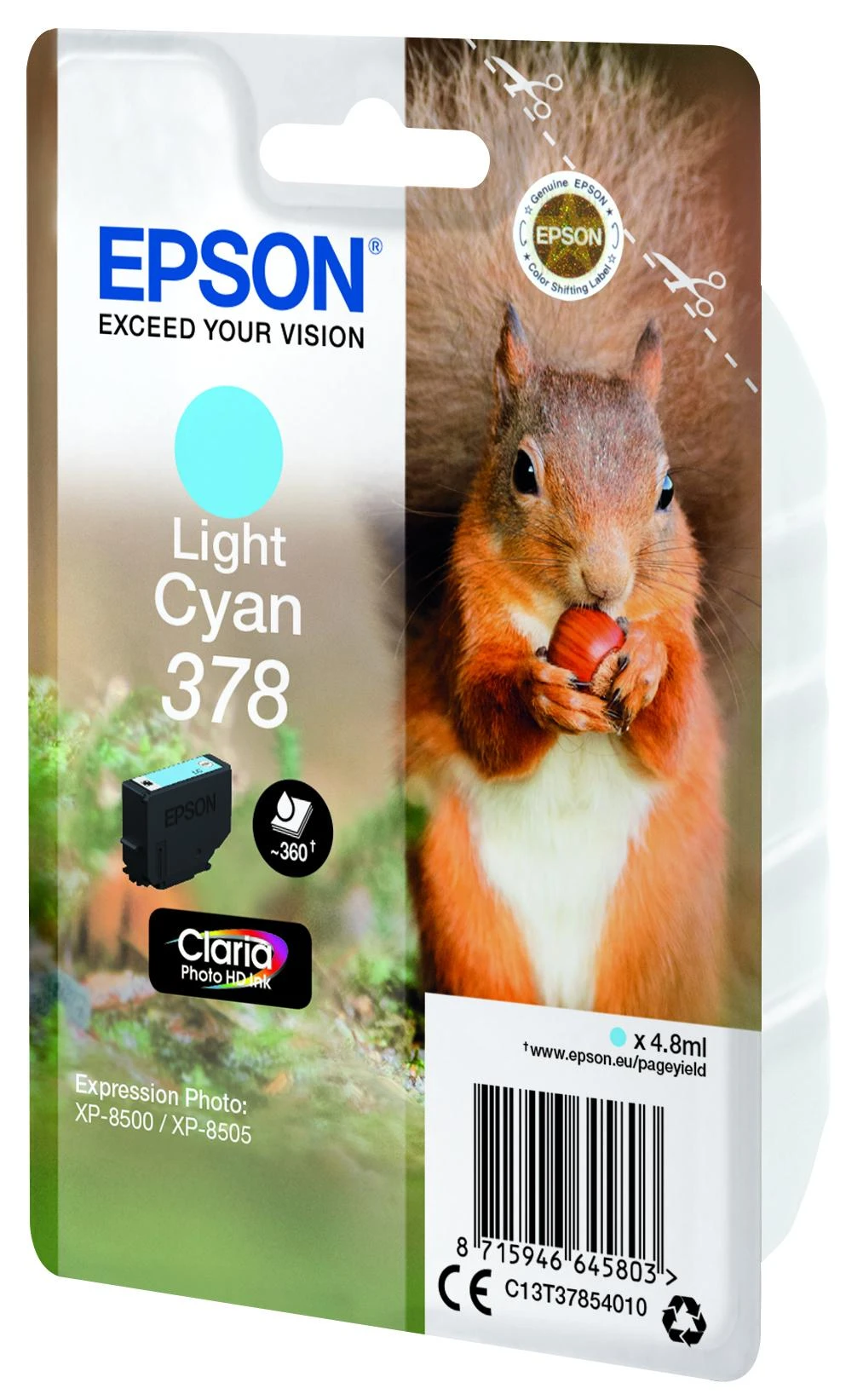 Epson Squirrel C13T37854010 rašalo kasetė Originalus Šviesus Cyan 1 vnt