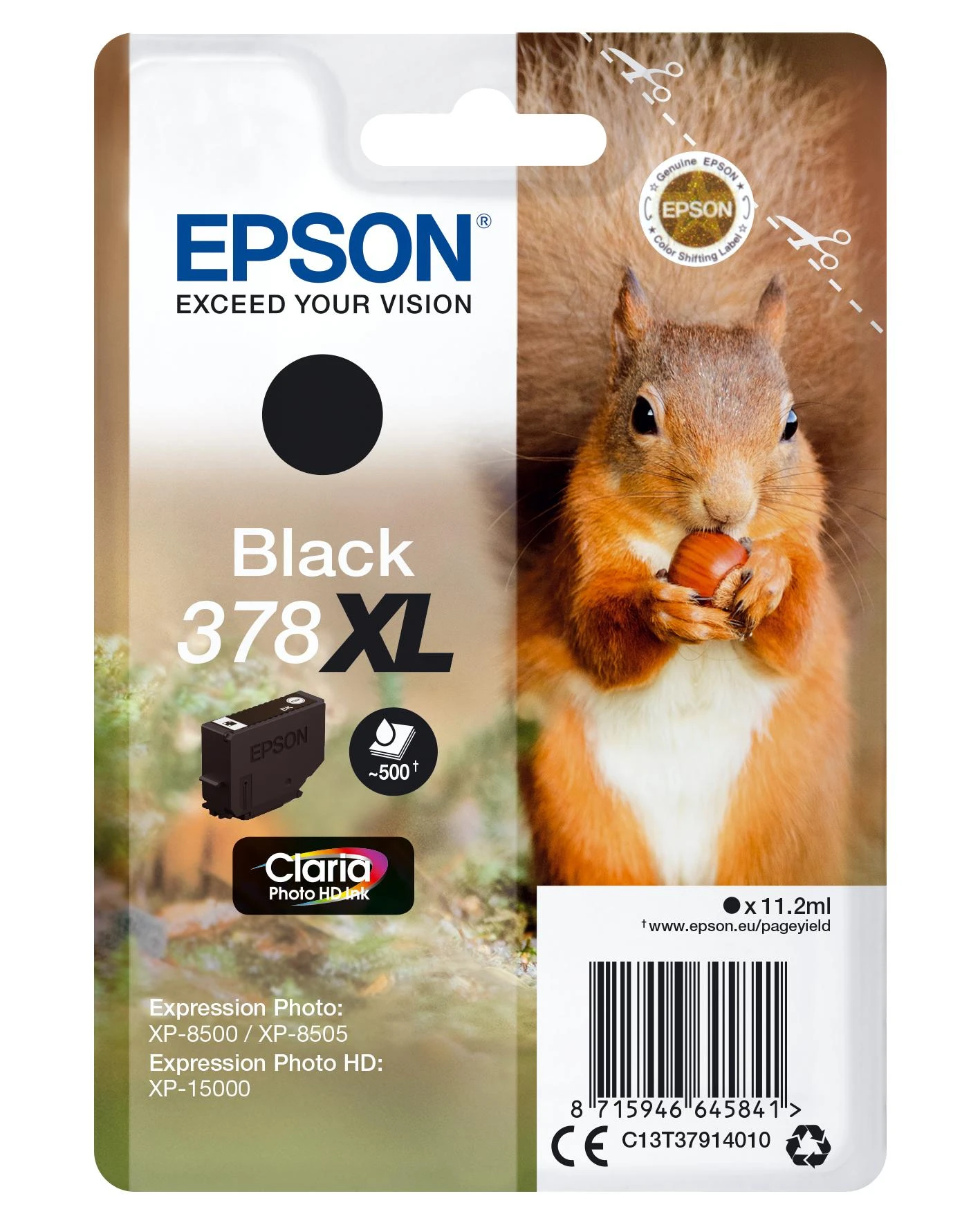 Epson Squirrel C13T37914010 rašalo kasetė Originalus Juoda 1 vnt