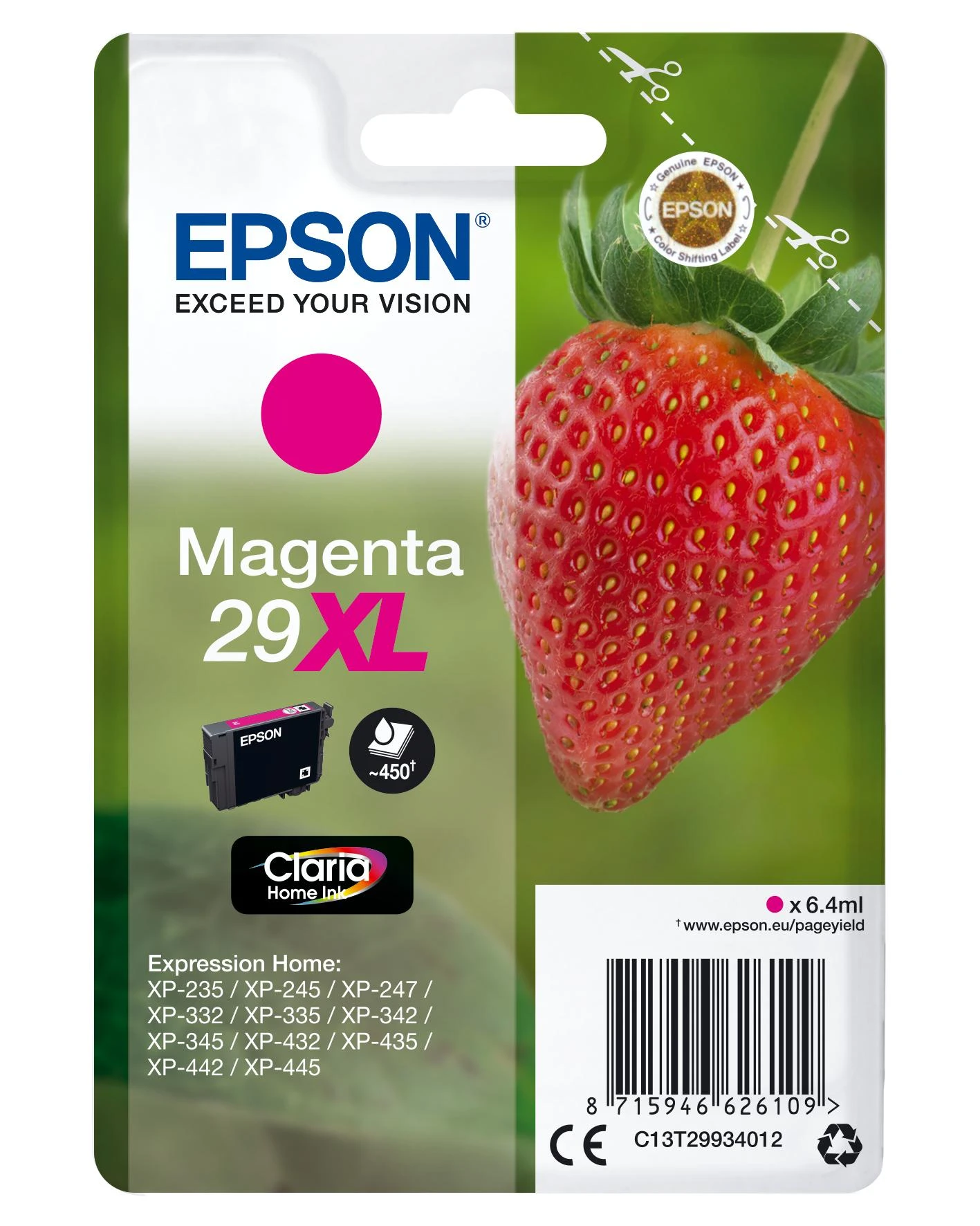 Epson No.29XL HC (C13T29934012), purpurinė kasetė
