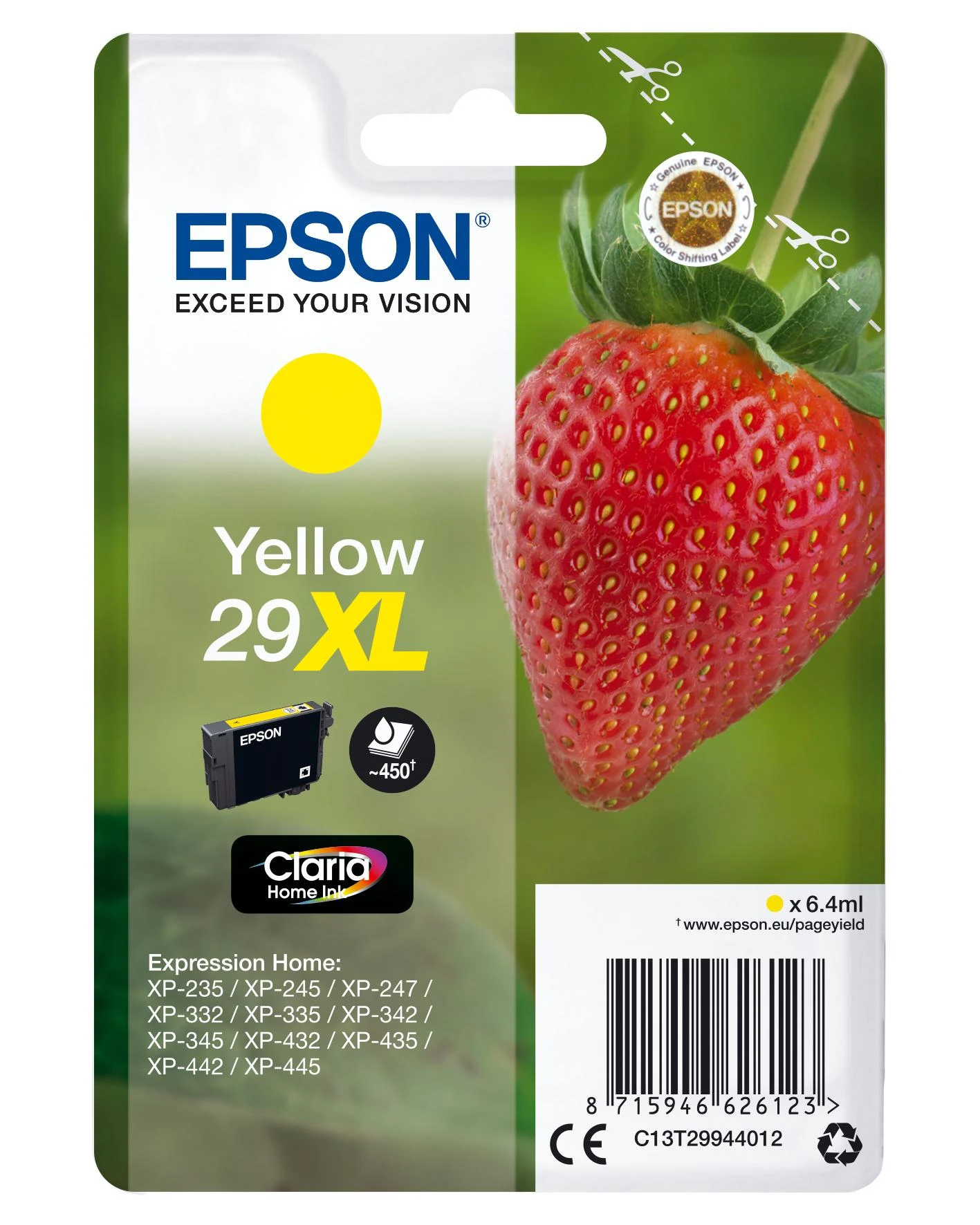 Epson No.29XL (C13T29944012), geltona kasetė