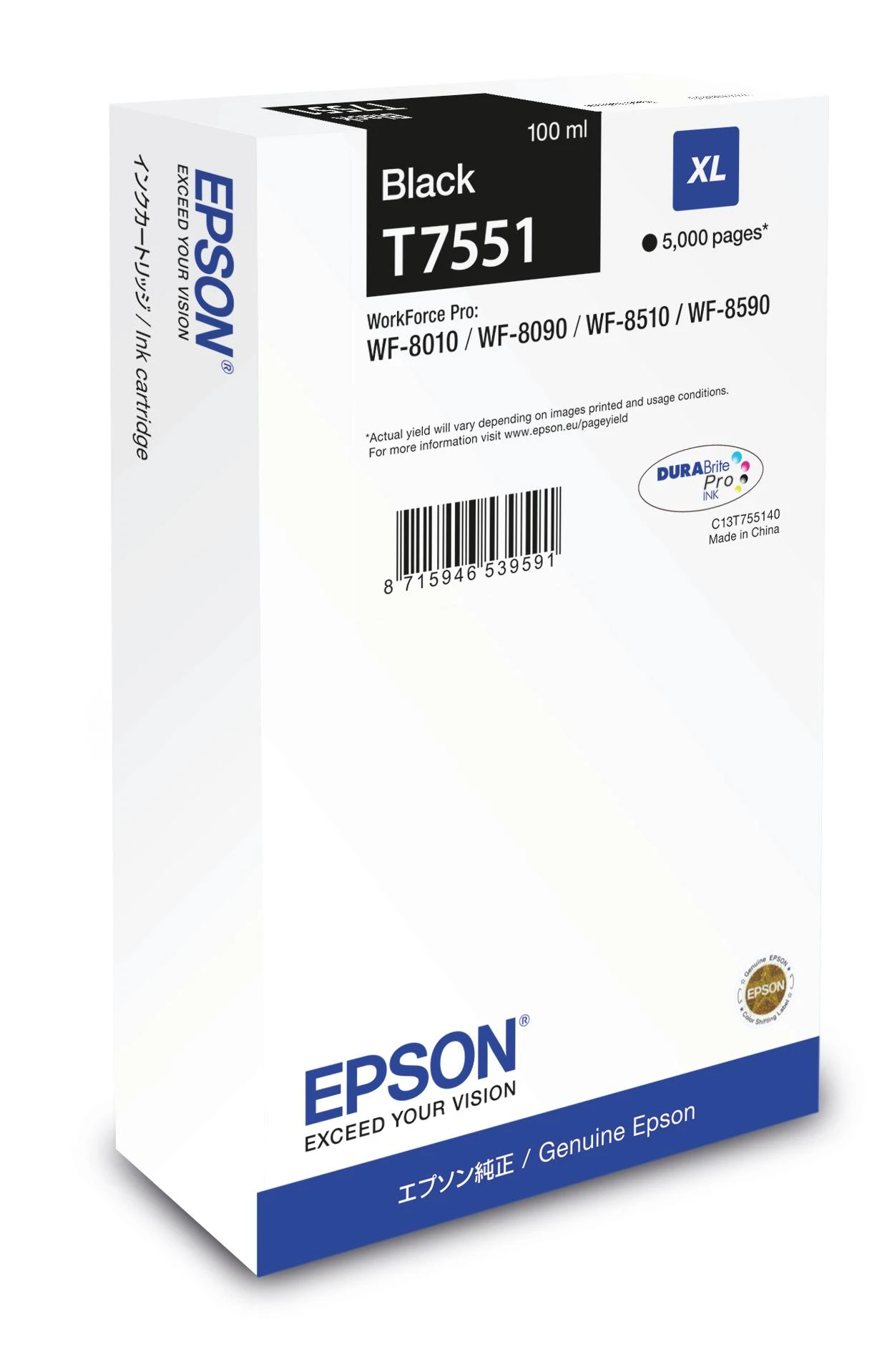 Epson T7551 XL | Ink Cartridge | Juodas