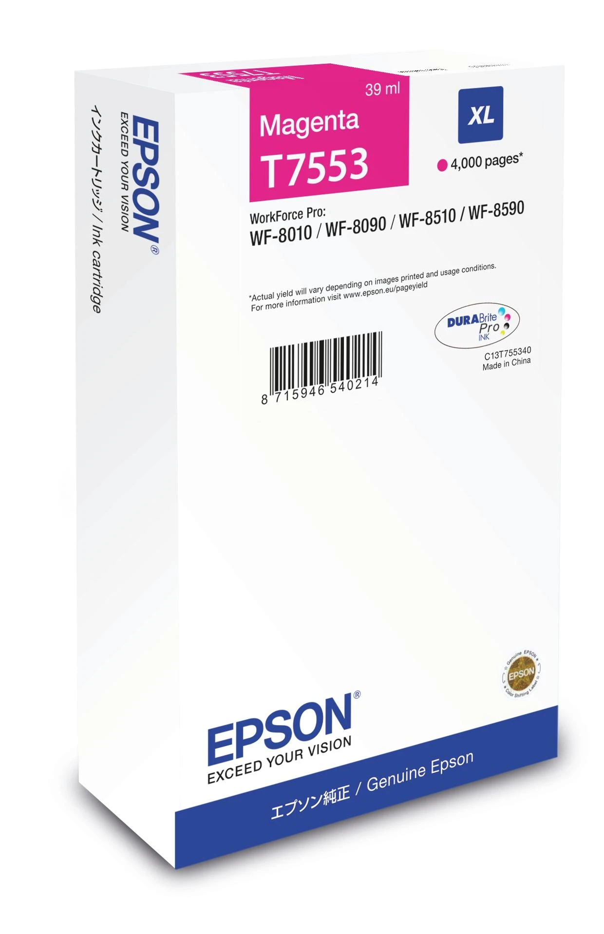 Rašalo kasetė Epson T7553 XL. Raudona