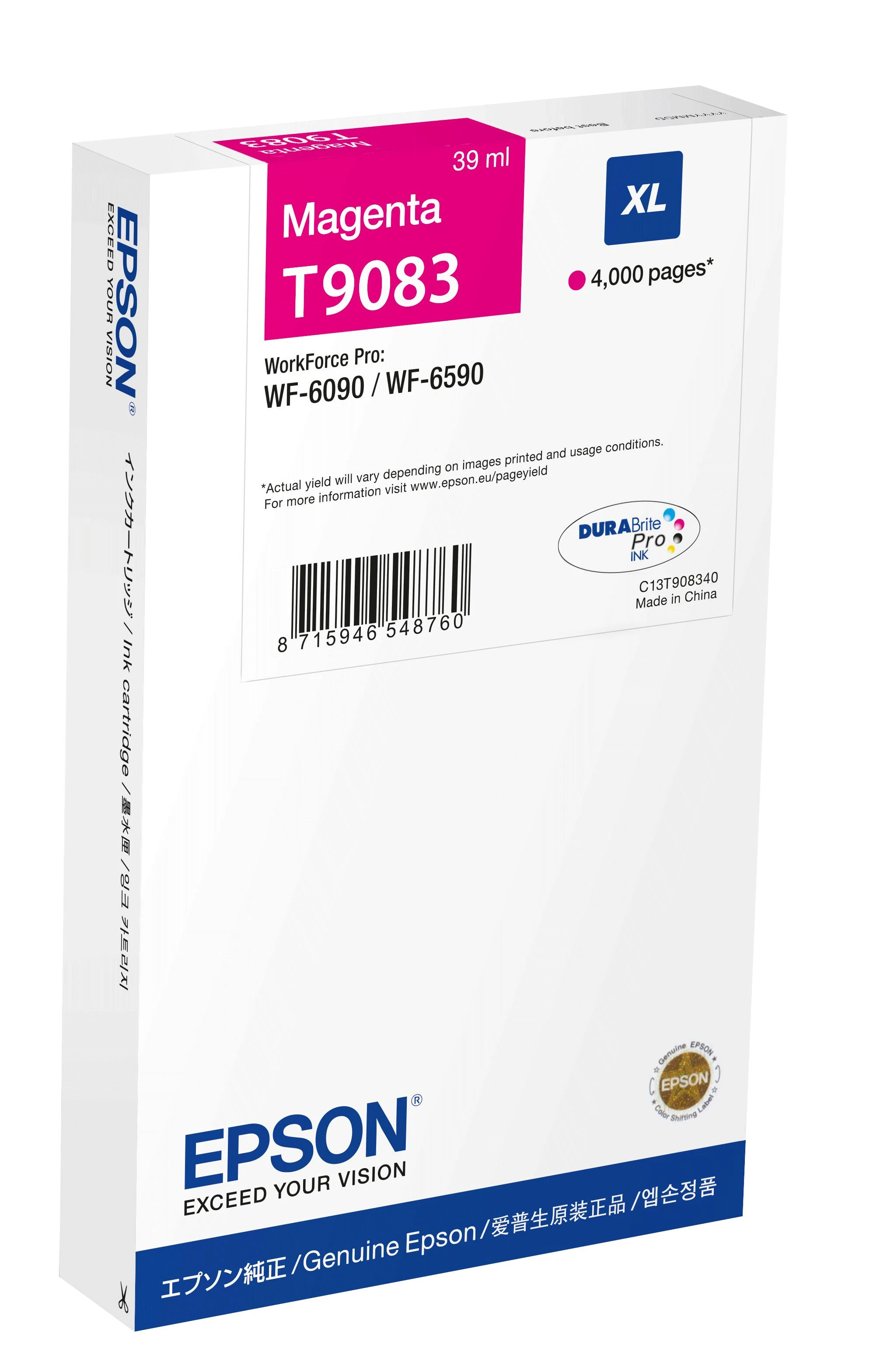 Rašalo kasetė Epson DURABrite Pro T9083 XL, purpurinė