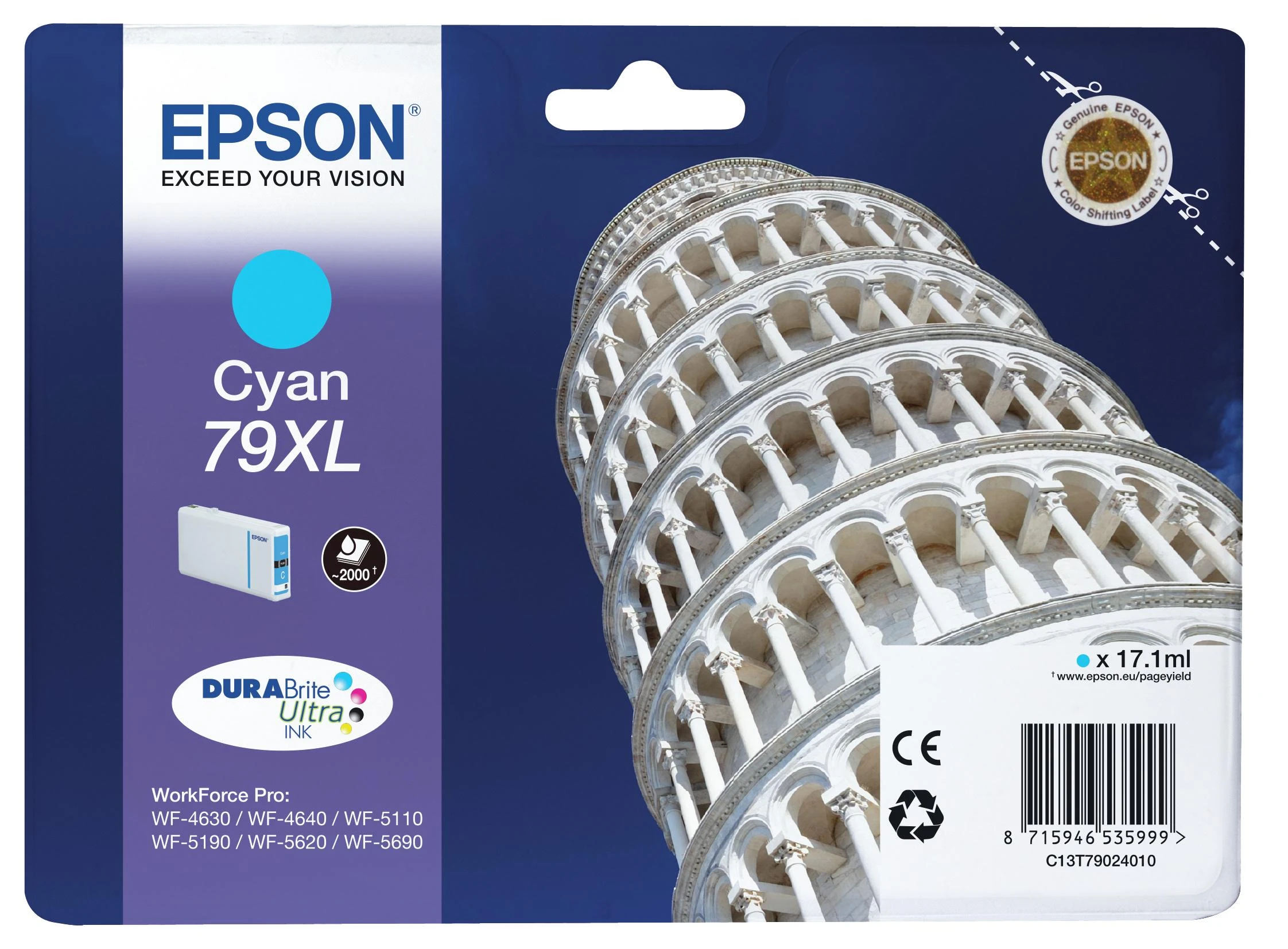 Epson 79XL | C13T79024010 | Rašalinių spausdintuvų kasetė | Žydra spalva
