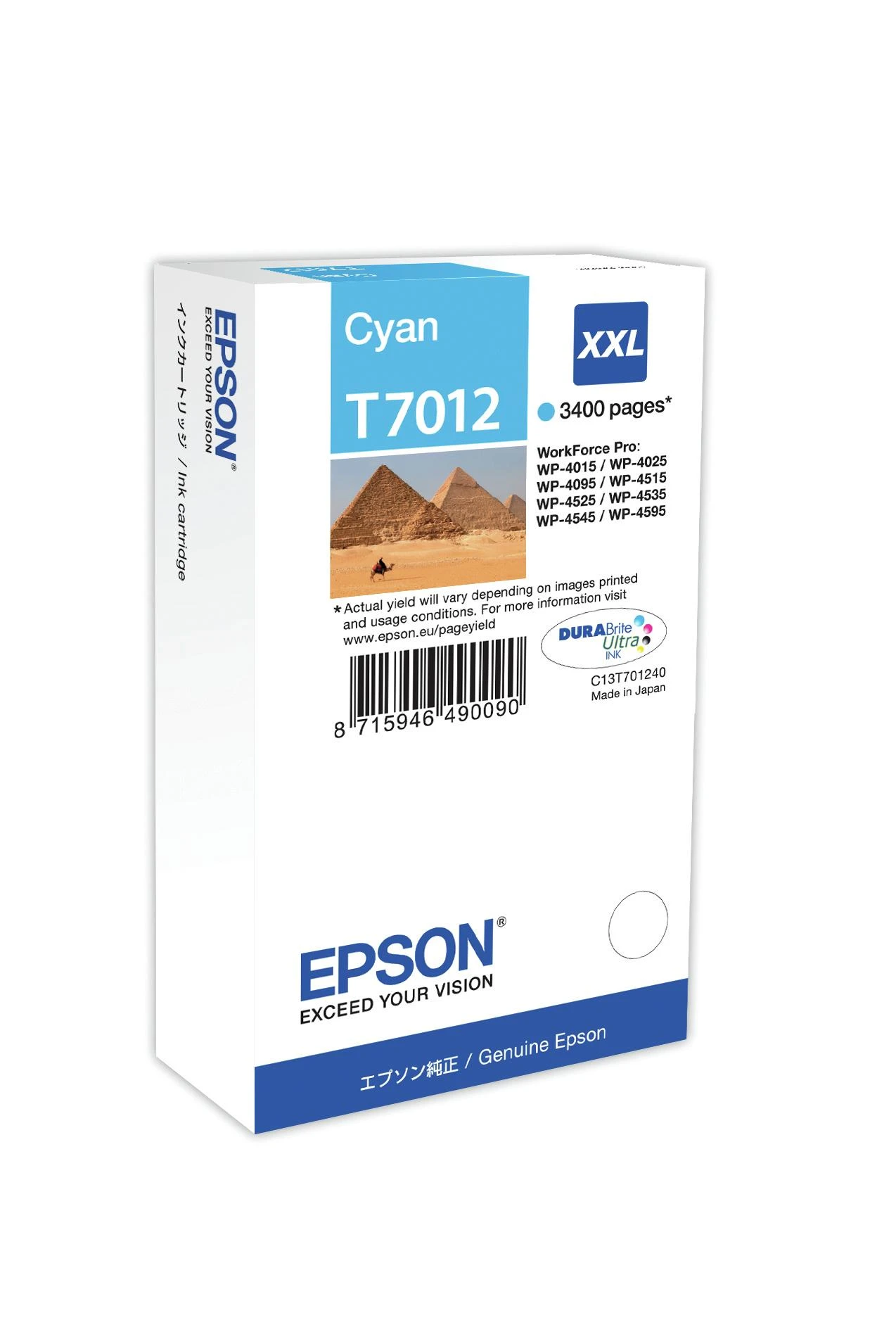 Rašalas Epson T701 cyan XXL | 3400psl. | WP4000/4500