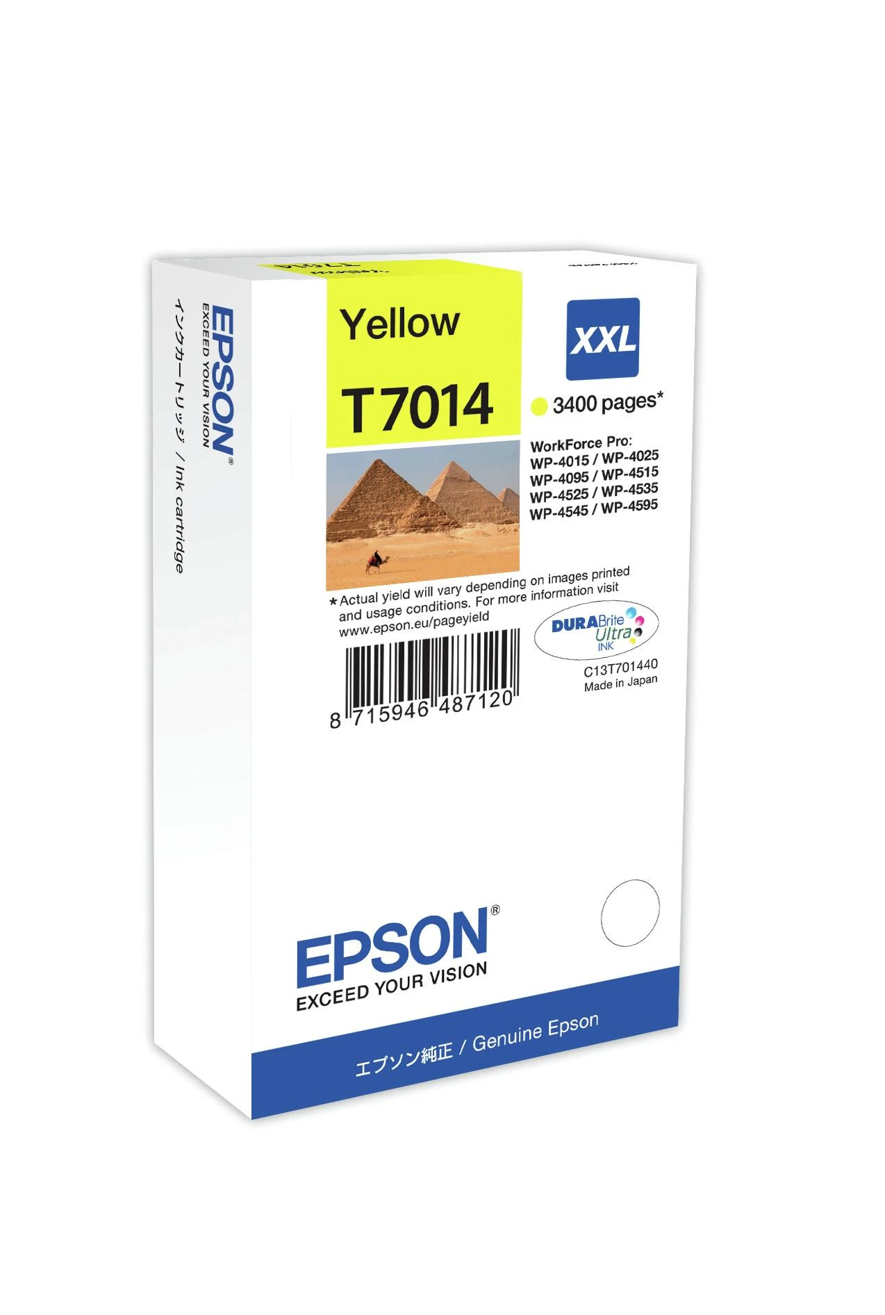 Rašalas Epson T701 geltonas XXL | 3400 psl. | WP4000/4500