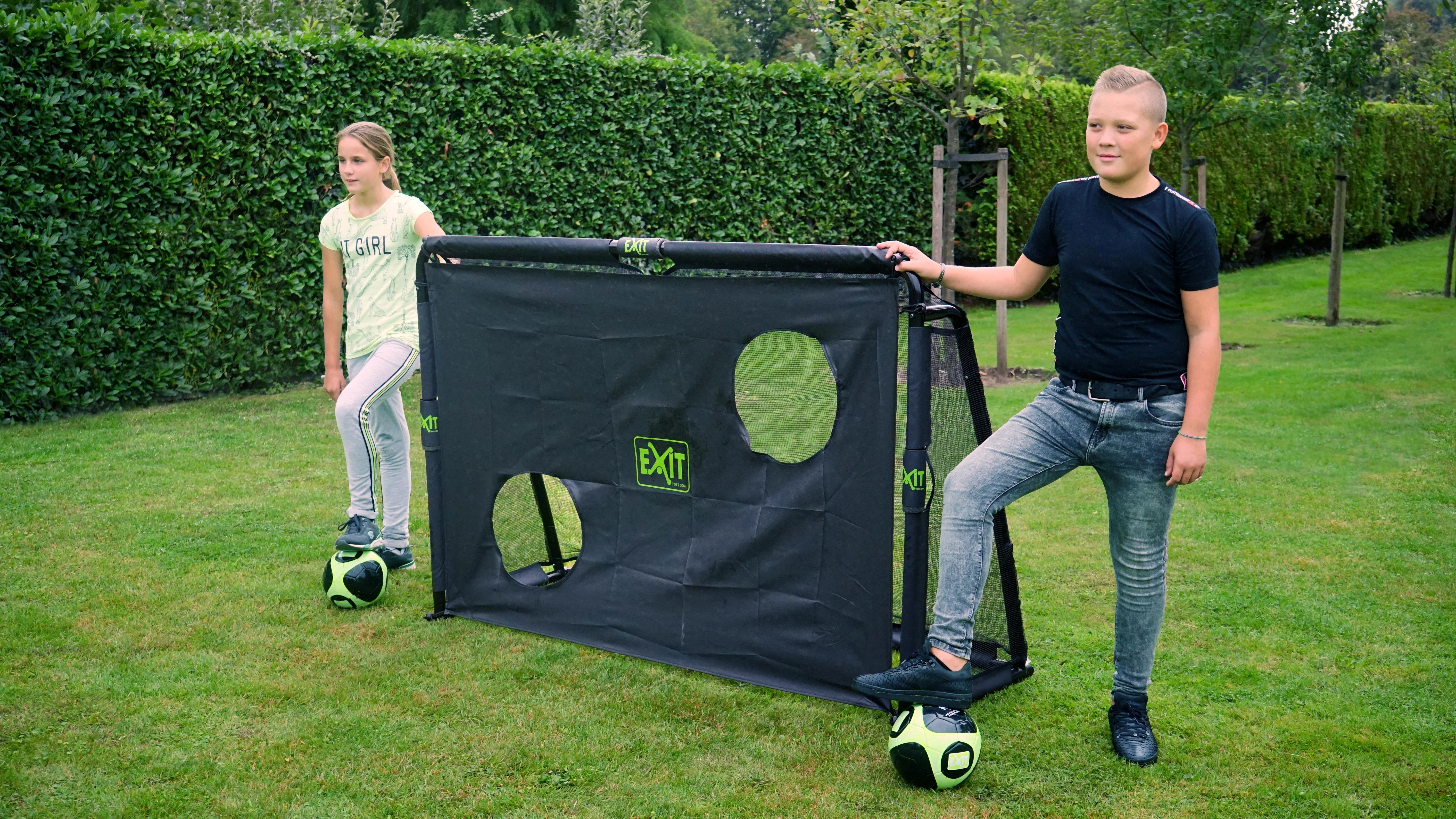 Mobilūs futbolo vartai su atmušimo sienelė Exit Maestro 180x120x60cm