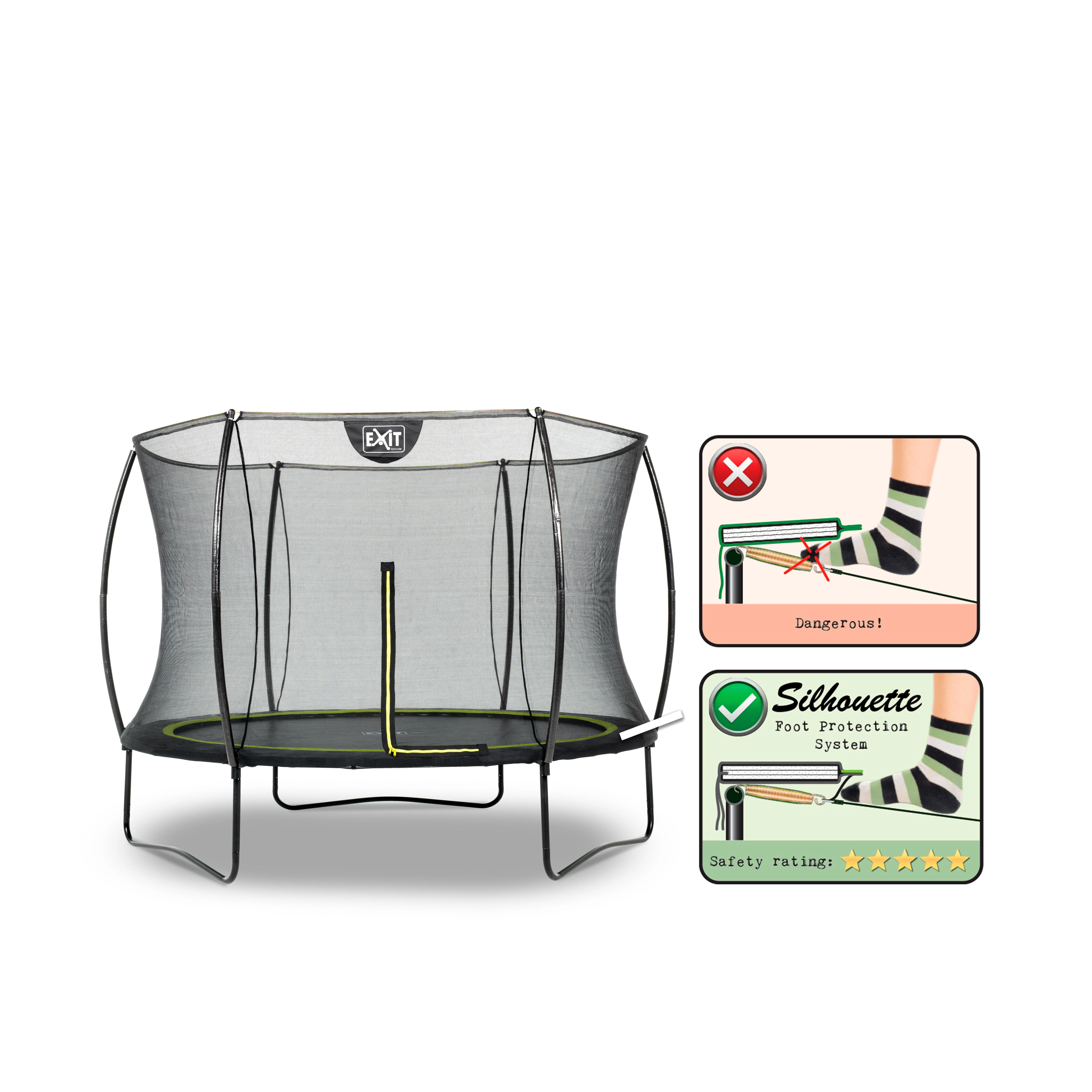 EXIT Silhouette trampoline ø244cm - juodas Lauke Turas Spyruoklė Ant žemės pastatomas batutas