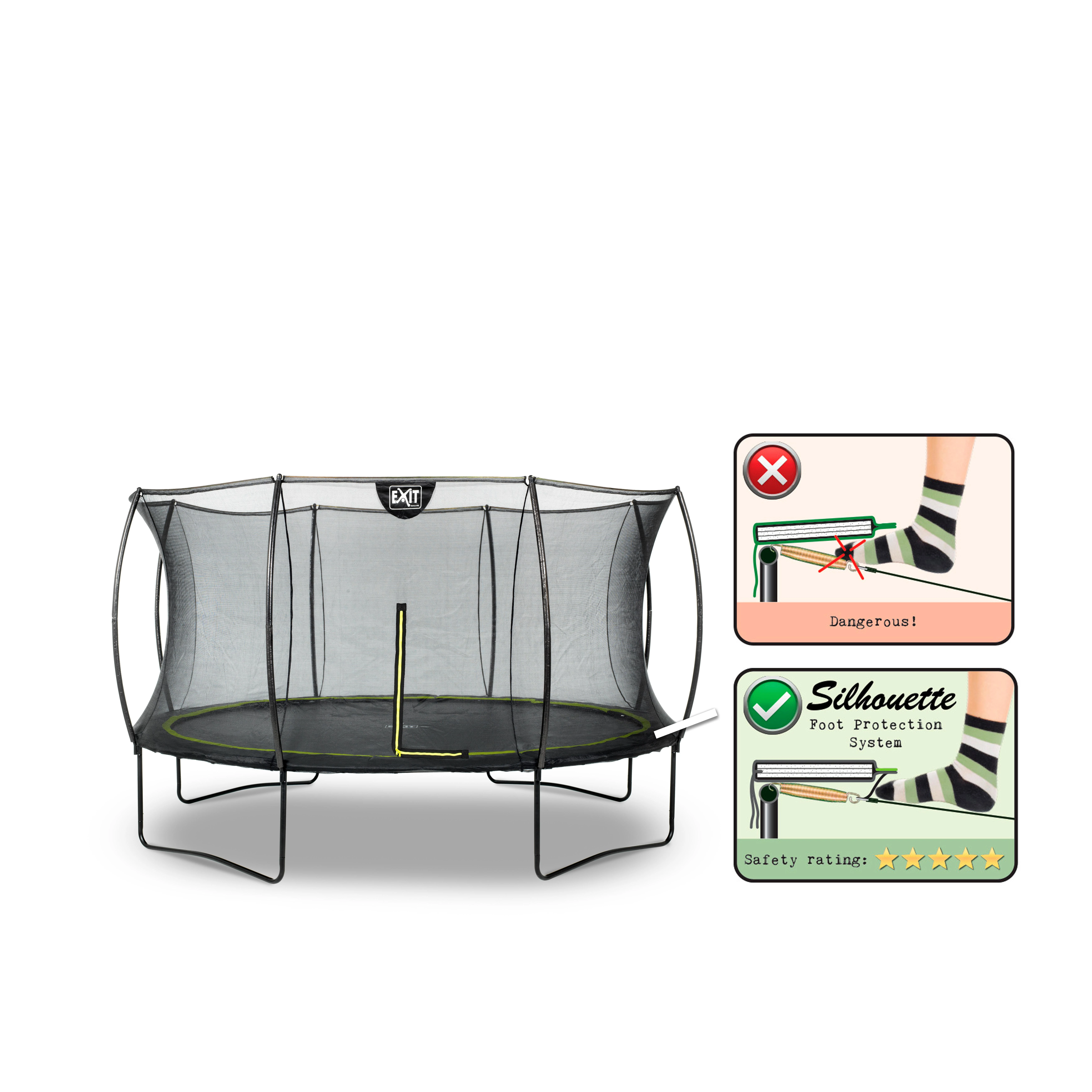 EXIT Silhouette trampoline ø366cm - juodas Lauke Turas Spyruoklė Ant žemės pastatomas batutas