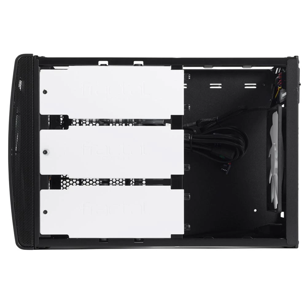 „Fractal Design“ | „NODE 304“ | 2 – USB 3.0 (pridedamas vidinis 3.0–2.0 adapteris) 1 – 3,5 mm garso įvestis (mikrofonas) 1 – 3,5 mm garso išvestis (ausinės) Maitinimo mygtukas su LED indikatoriumi HDD LED | Juodas