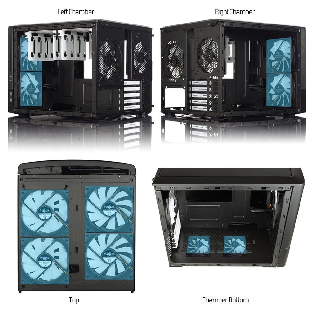 Kompiuterio korpusas Fractal Design | NODE 804 | Side window | 2 - USB 3.0Audio in/outPower button with LED (baltas)HDD activity LED (baltas) | Juodas | Micro ATX