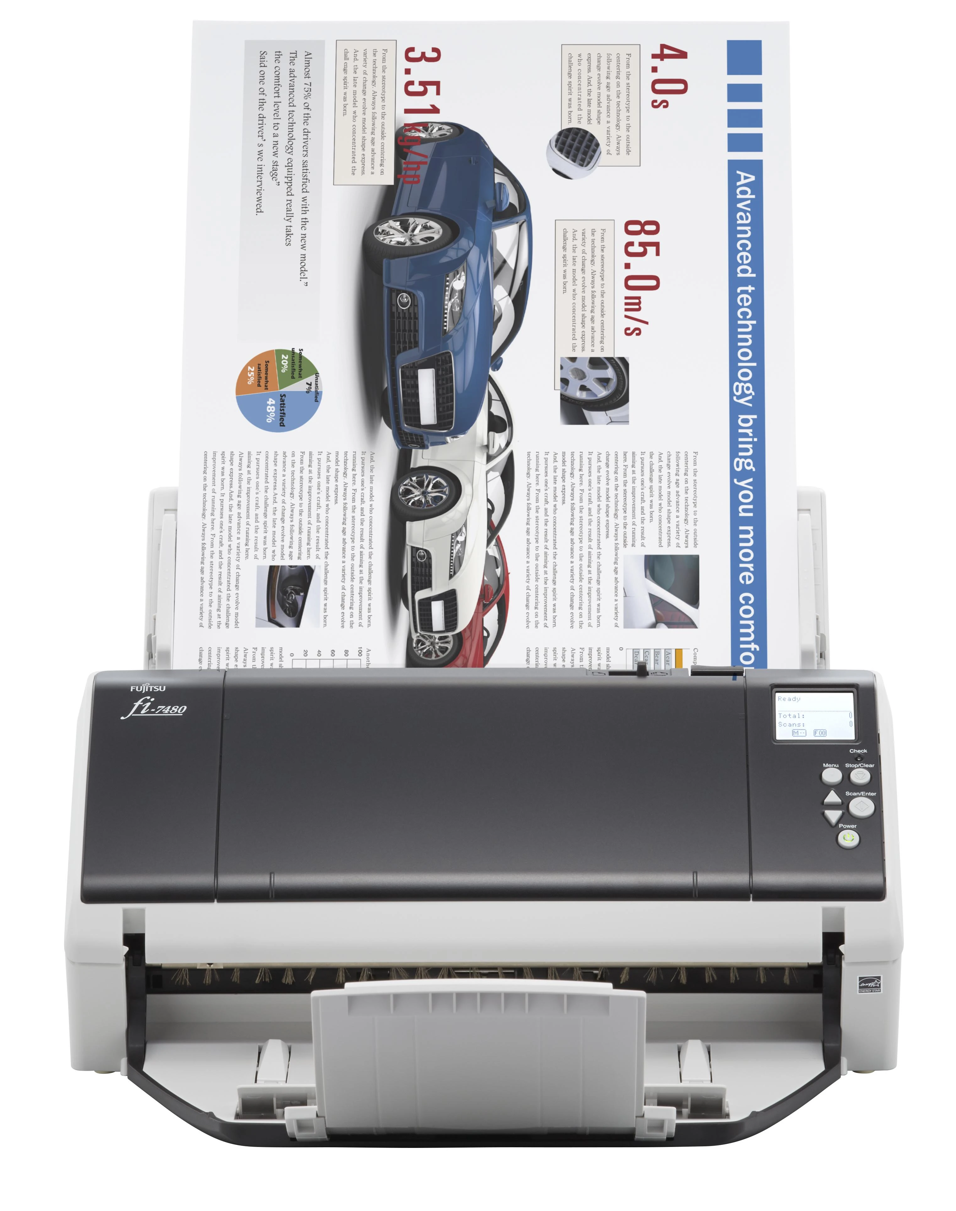 Fujitsu fi-7480 600 x 600 DPI ADF skeneris Pilka, Balta A3