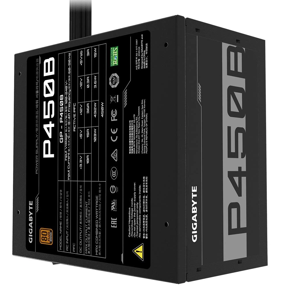 Gigabyte P450B maitinimo blokas 450 W 20+4 pin ATX ATX Juoda