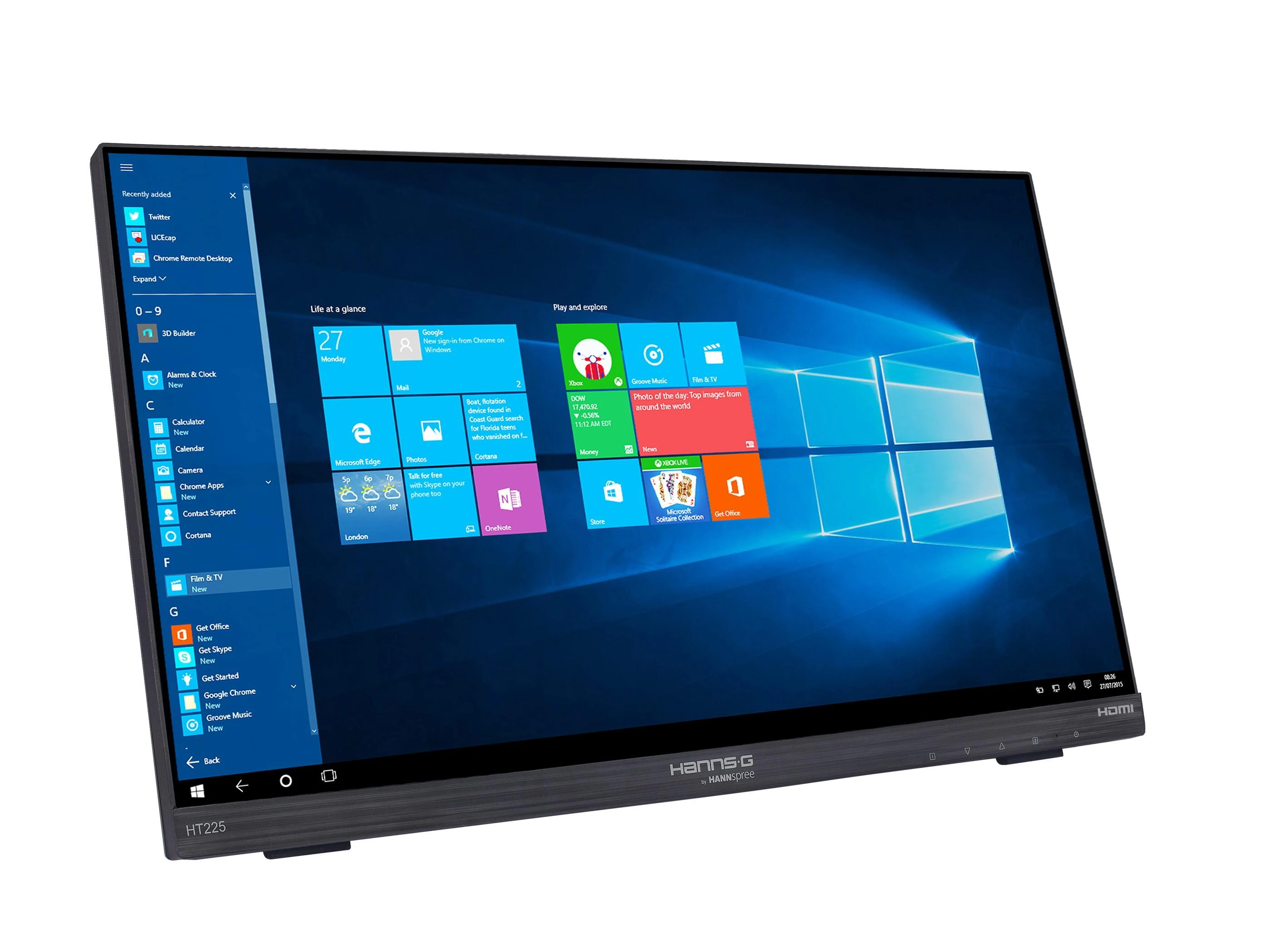 Monitorius Hannspree HT 225 HPB 54,6 cm (21.5") 1920 x 1080 pikseliai Juoda „Multi-touch“ Stalo paviršius