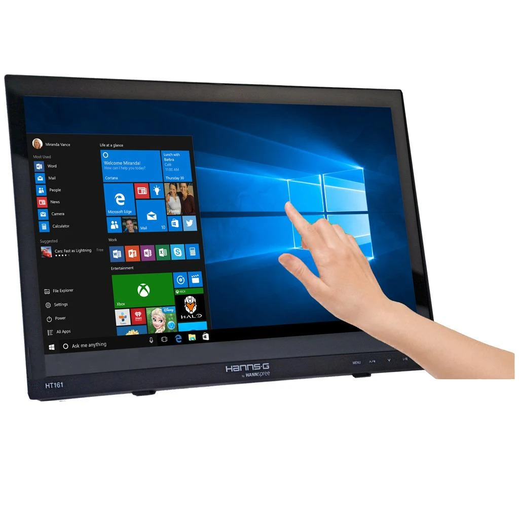 Monitorius Hannspree HT 161 HNB 39,6 cm (15.6") 1366 x 768 pikseliai Juoda „Multi-touch“ Stalo paviršius