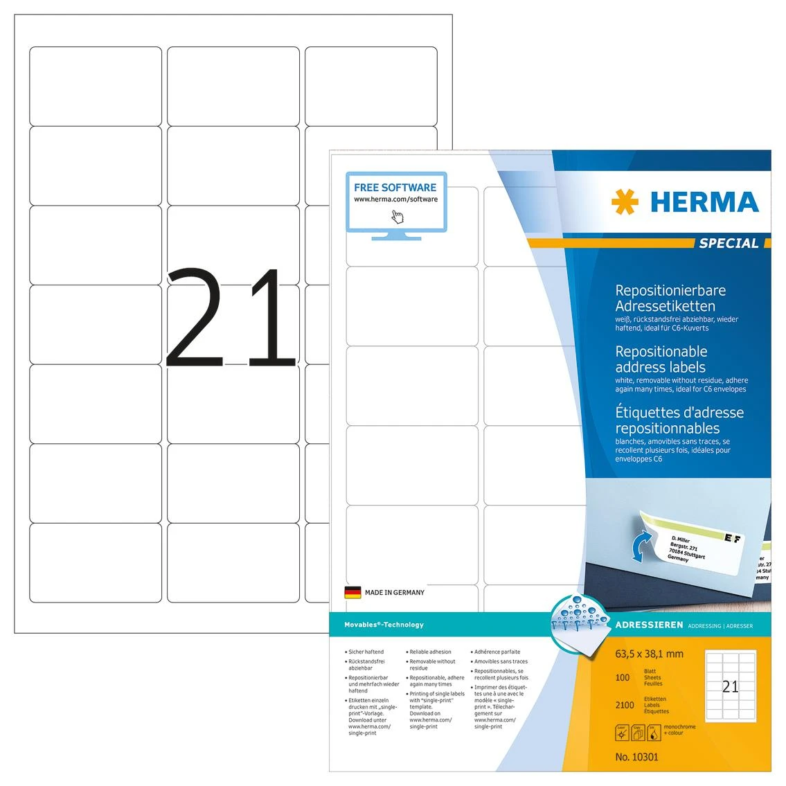 HERMA 10301 ženklinimo etiketė Balta
