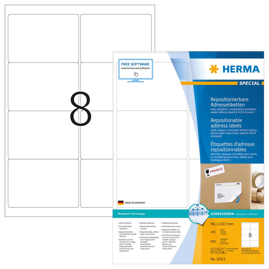 HERMA 10312 ženklinimo etiketė Balta